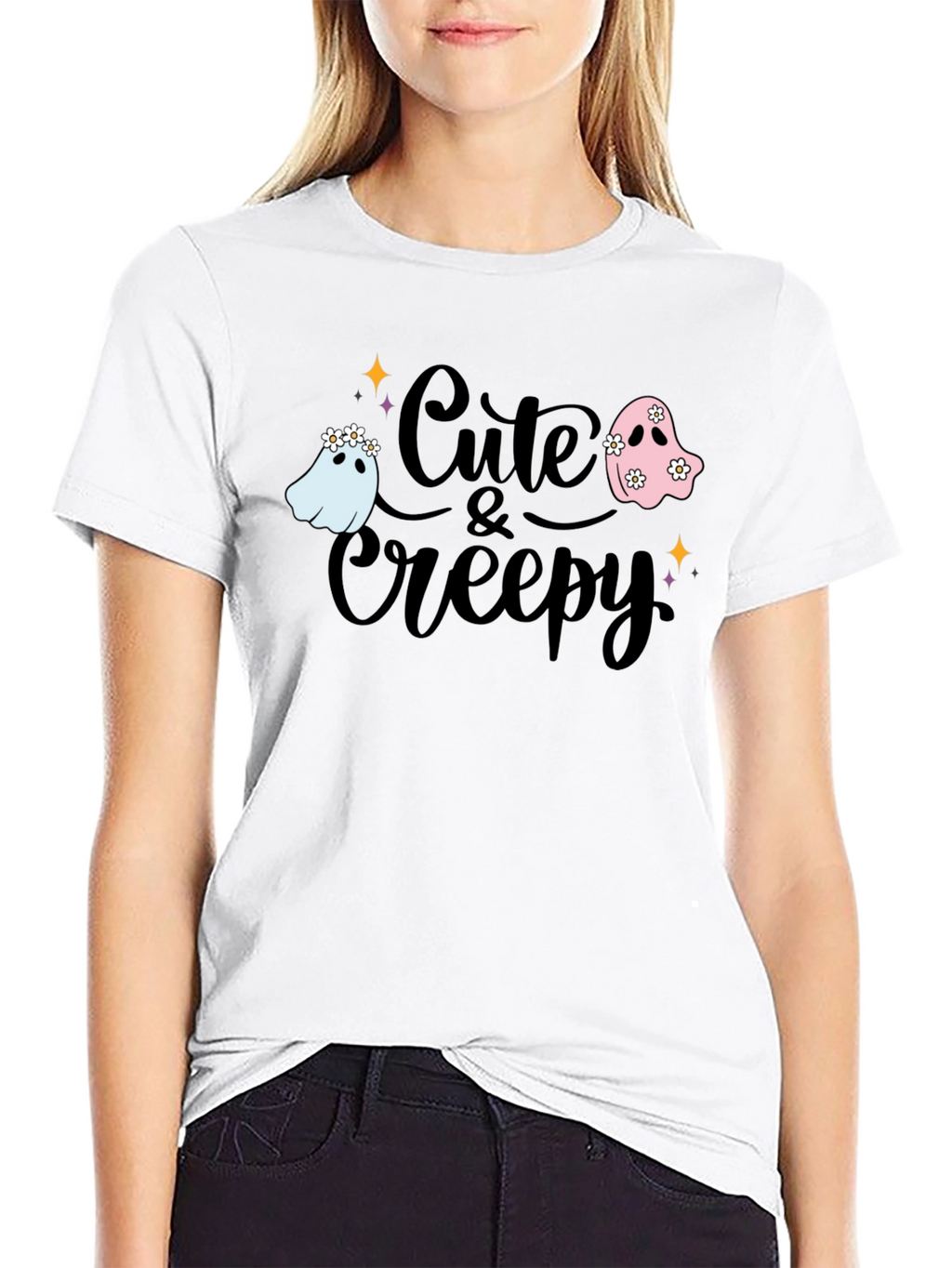 Cute & Creepy Ghost Graphic Tee - Halloween Fashion