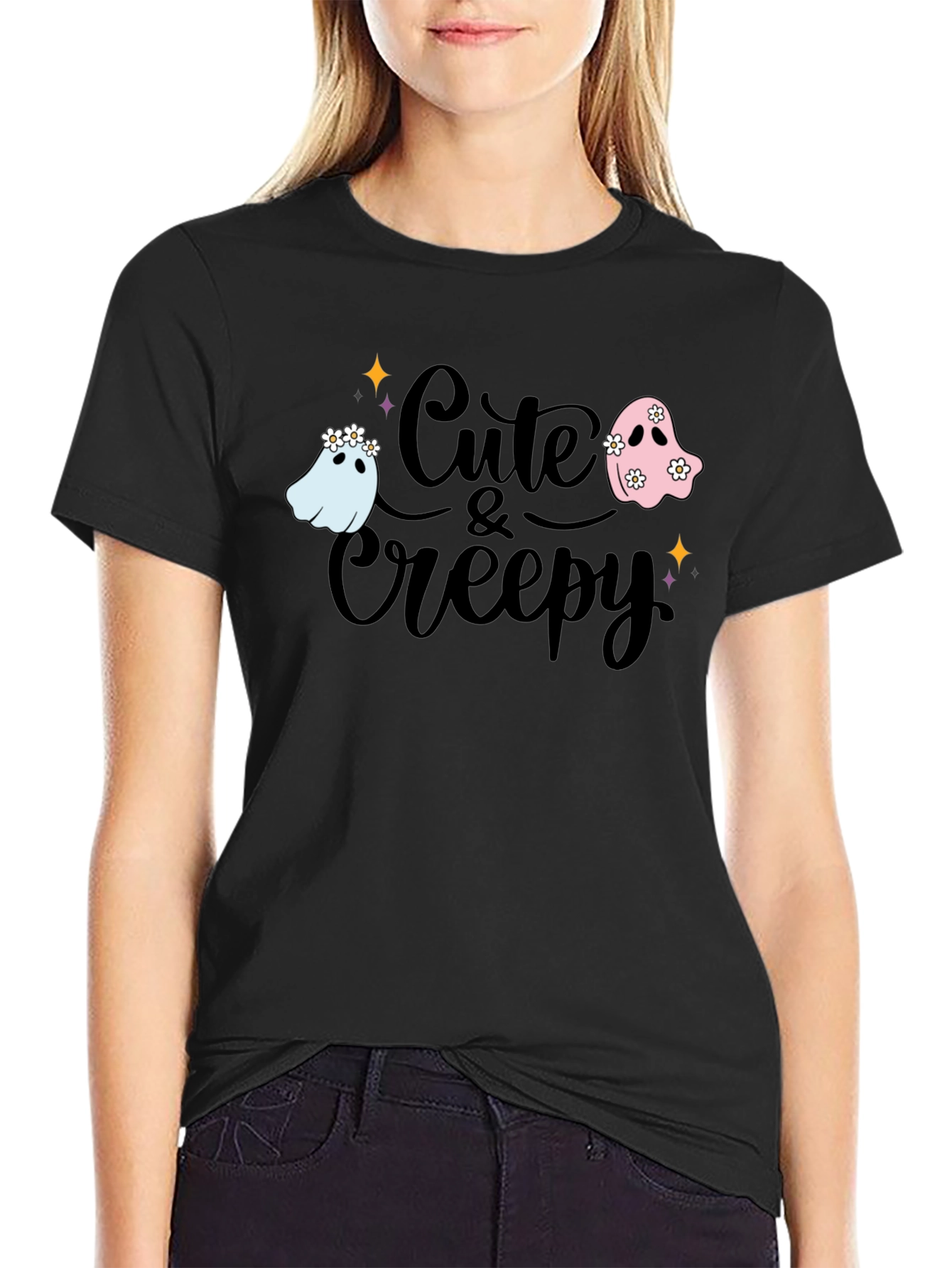Cute & Creepy Ghost Graphic Tee - Halloween Fashion