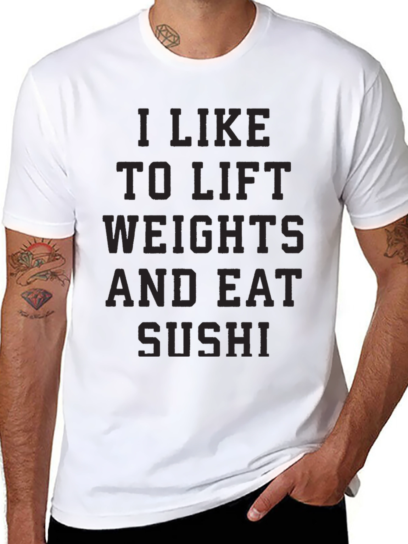 I Like to Lift Weights and Eat Sushi T-Shirt