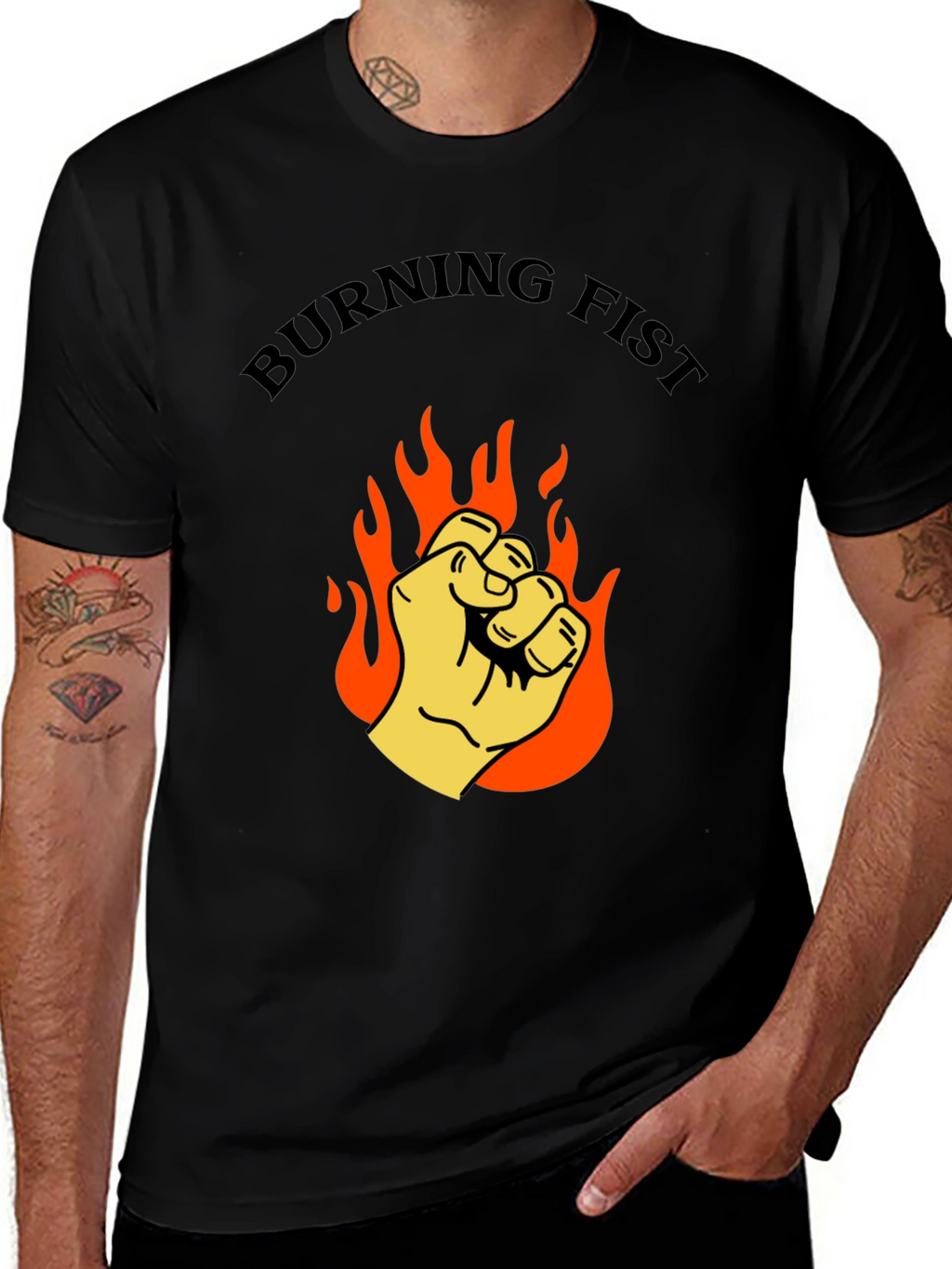 Burning Fist Graphic T-Shirt - Bold Statement Tee