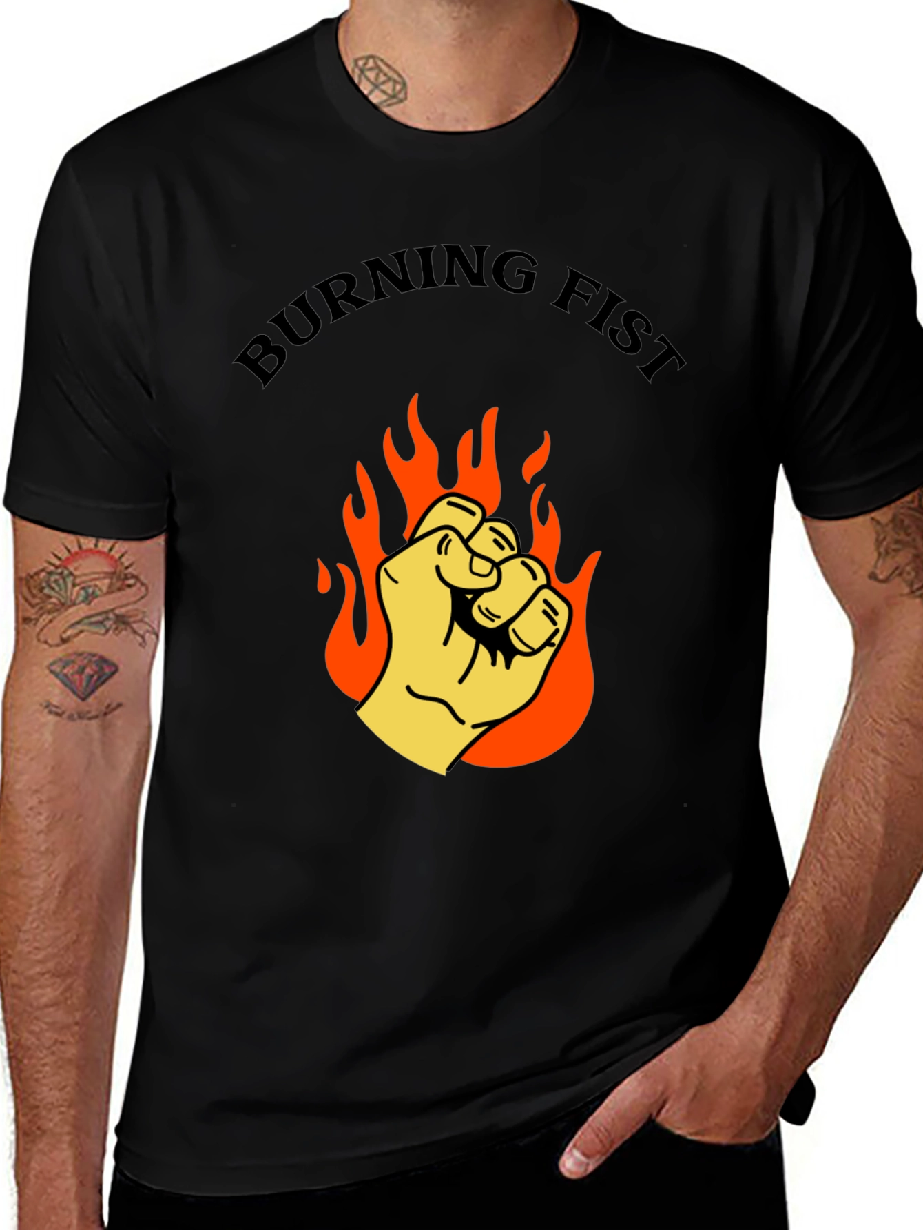 Burning Fist Graphic T-Shirt - Bold Statement Tee