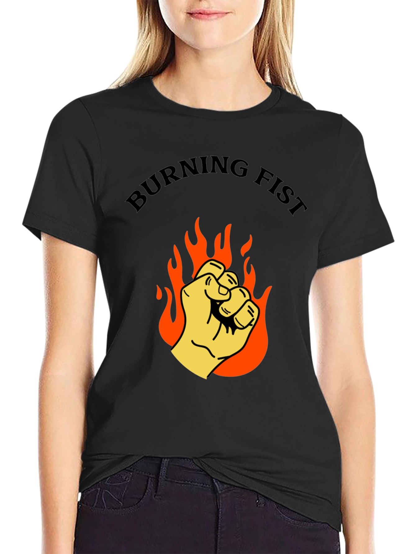 Burning Fist Graphic T-Shirt - Bold Statement Tee