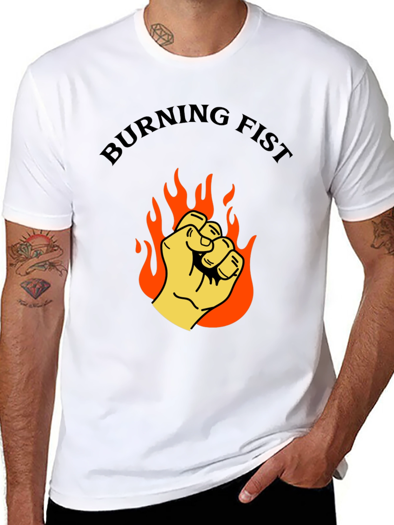 Burning Fist Graphic T-Shirt - Bold Statement Tee