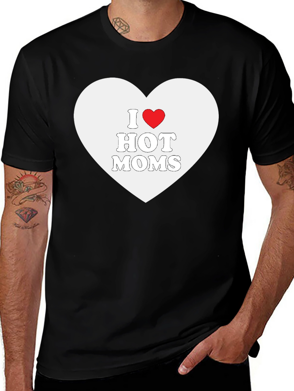 I Heart Hot Moms Black T-Shirt