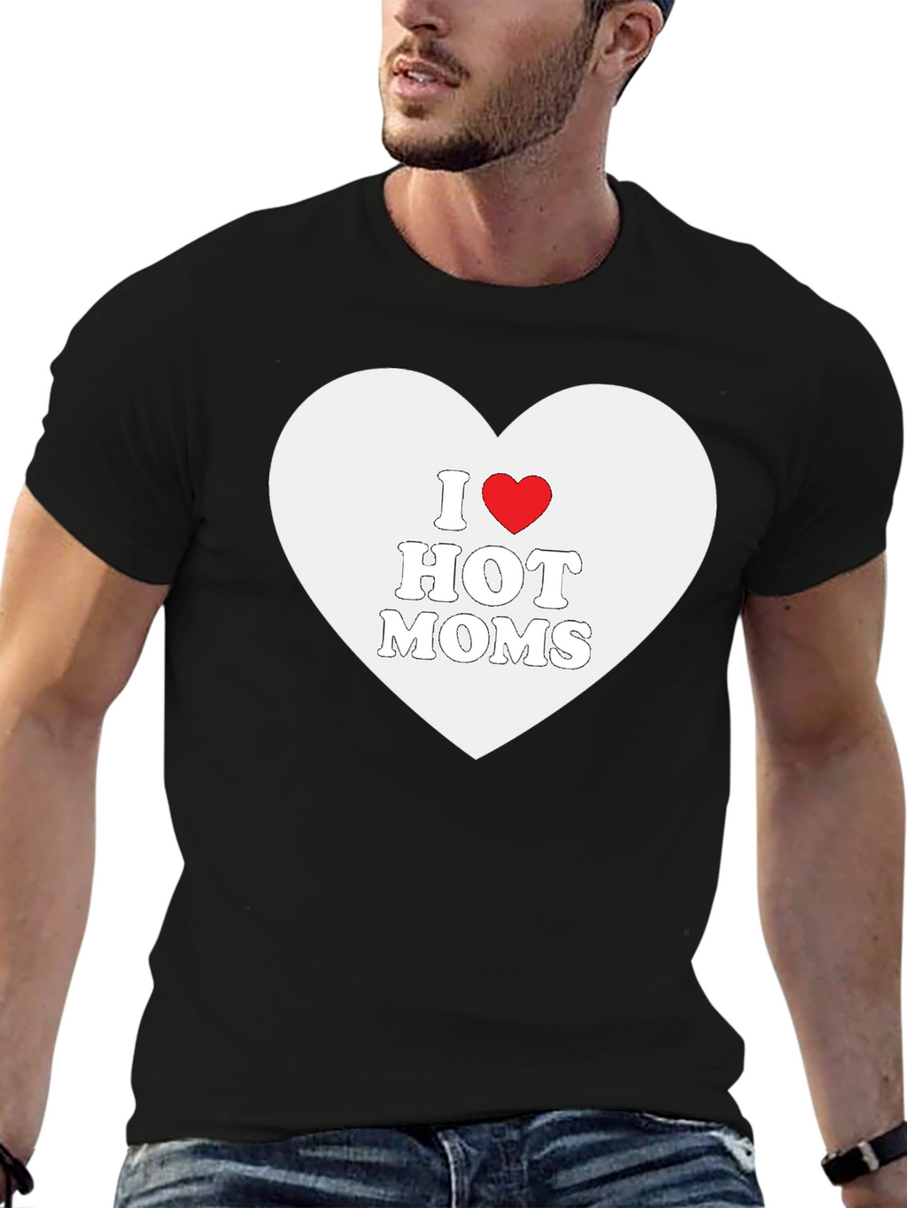 I Heart Hot Moms Black T-Shirt
