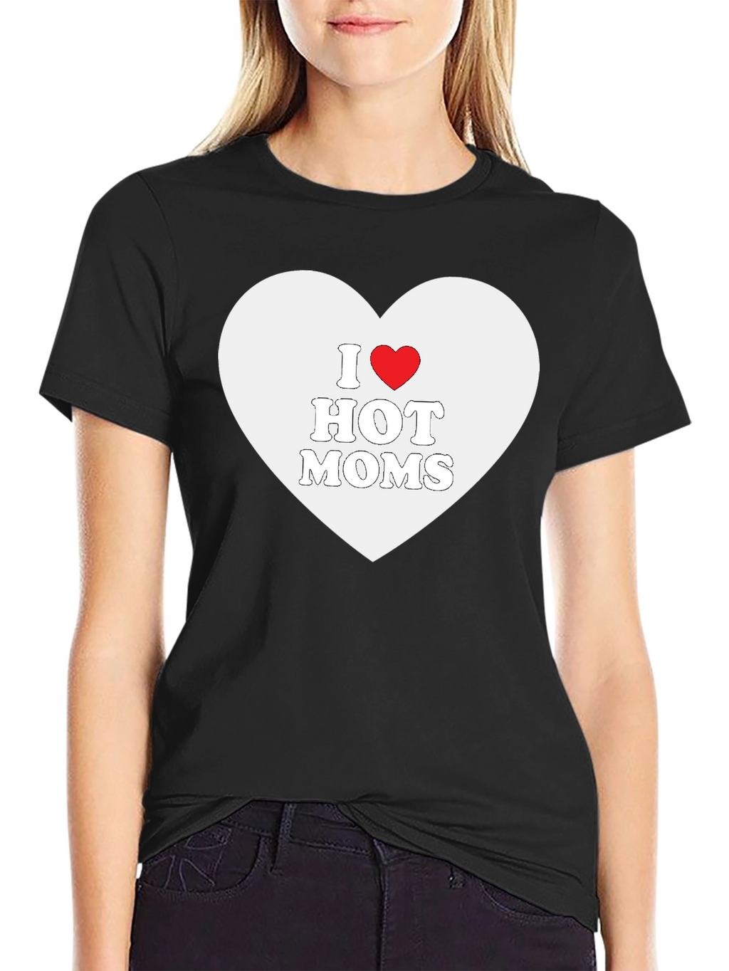 I Heart Hot Moms Black T-Shirt