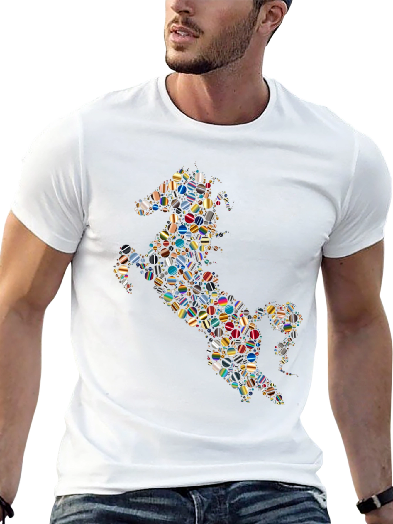 Abstract Horse Graphic T-Shirt - Stylish Black Tee
