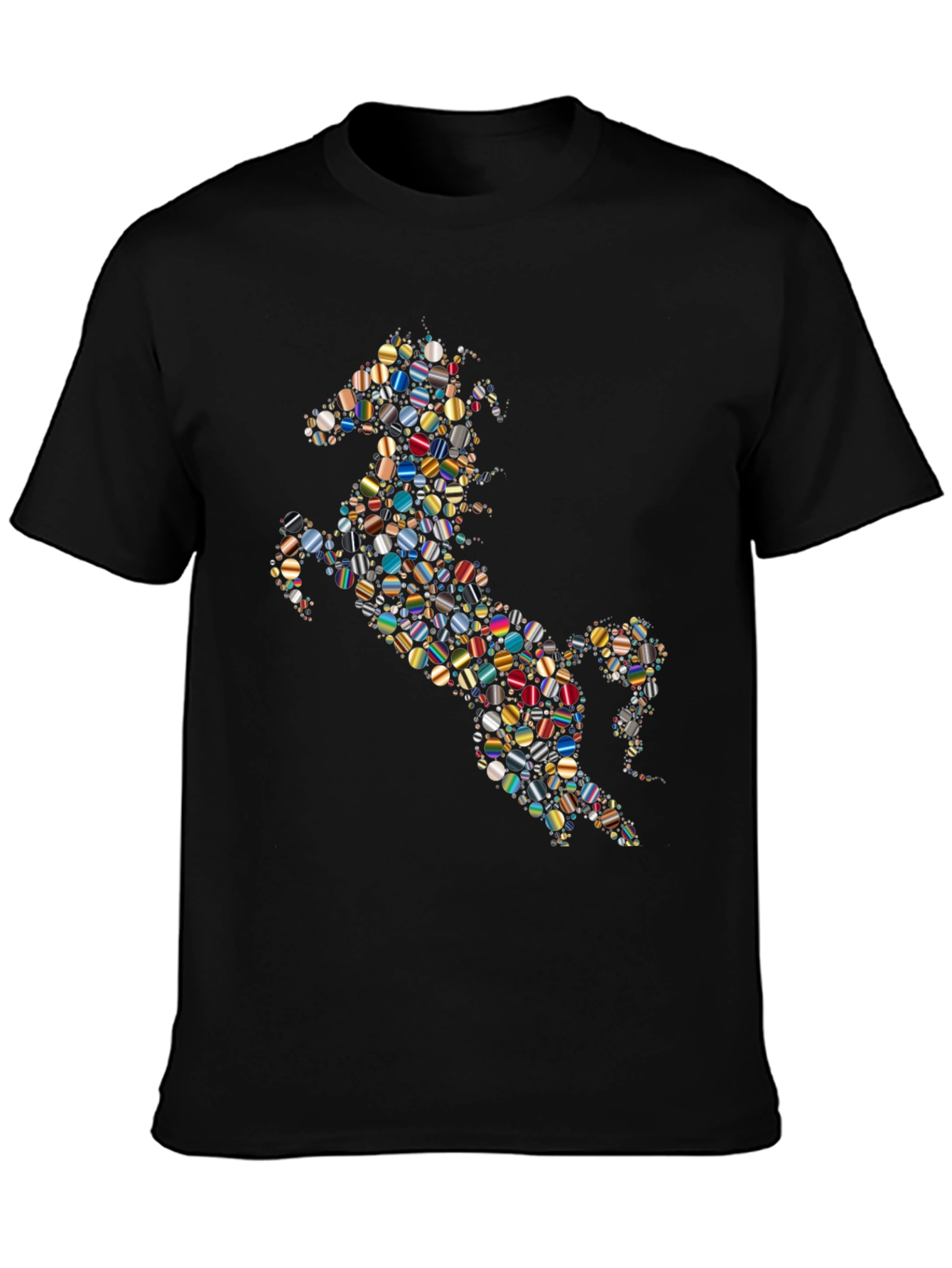 Abstract Horse Graphic T-Shirt - Stylish Black Tee