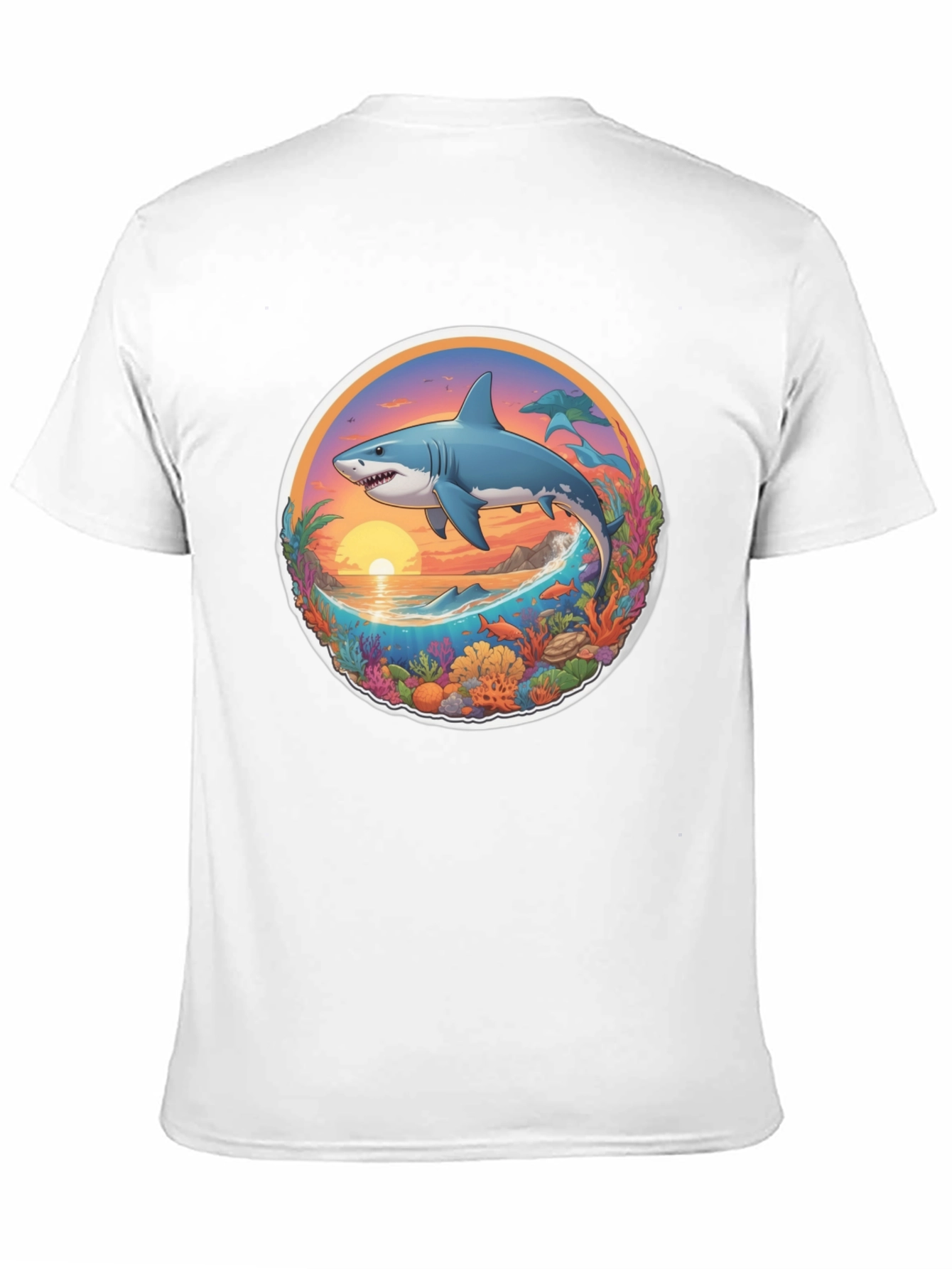 Shark Ocean Sunset Graphic Tee