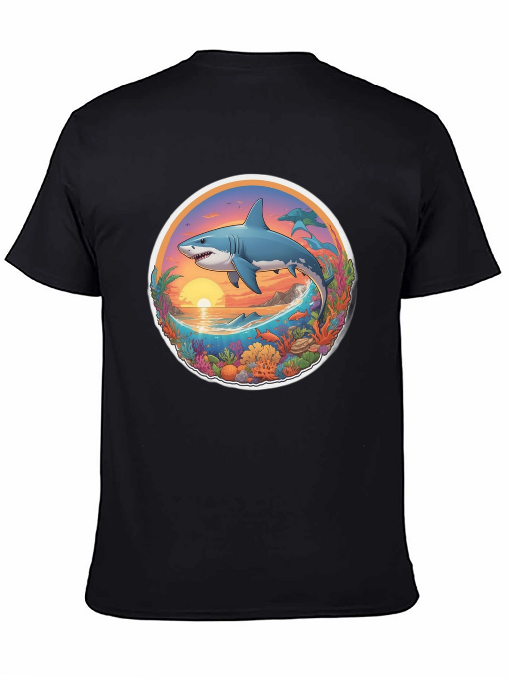 Shark Ocean Sunset Graphic Tee