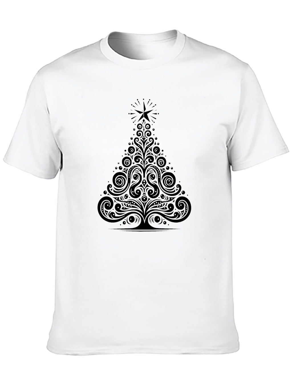 Stylish Black Christmas Tree Graphic Tee
