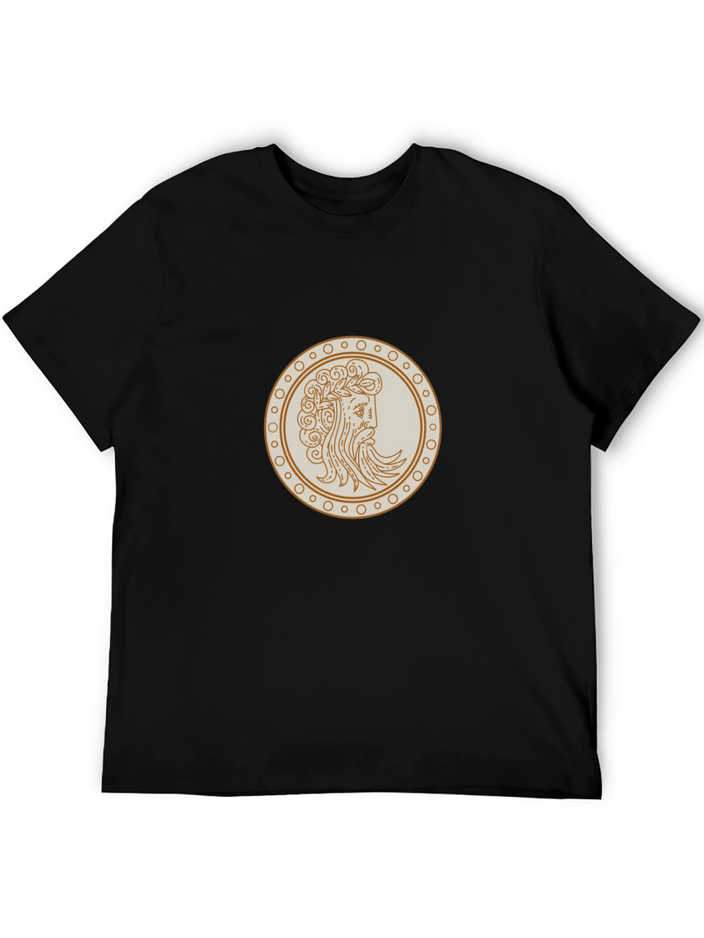 Black Tee with Ancient Greek Coin Graphic