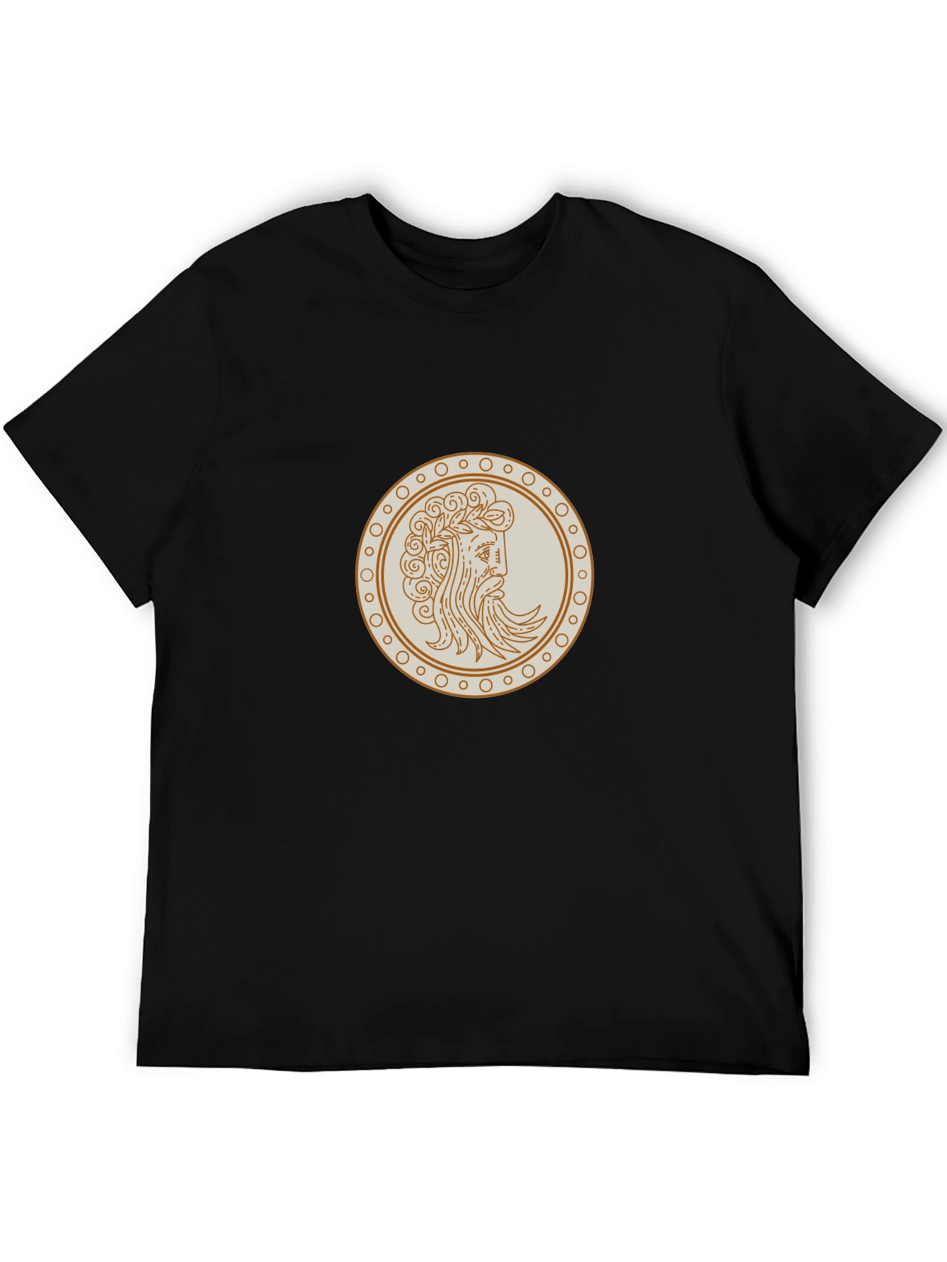 Black Tee with Ancient Greek Coin Graphic