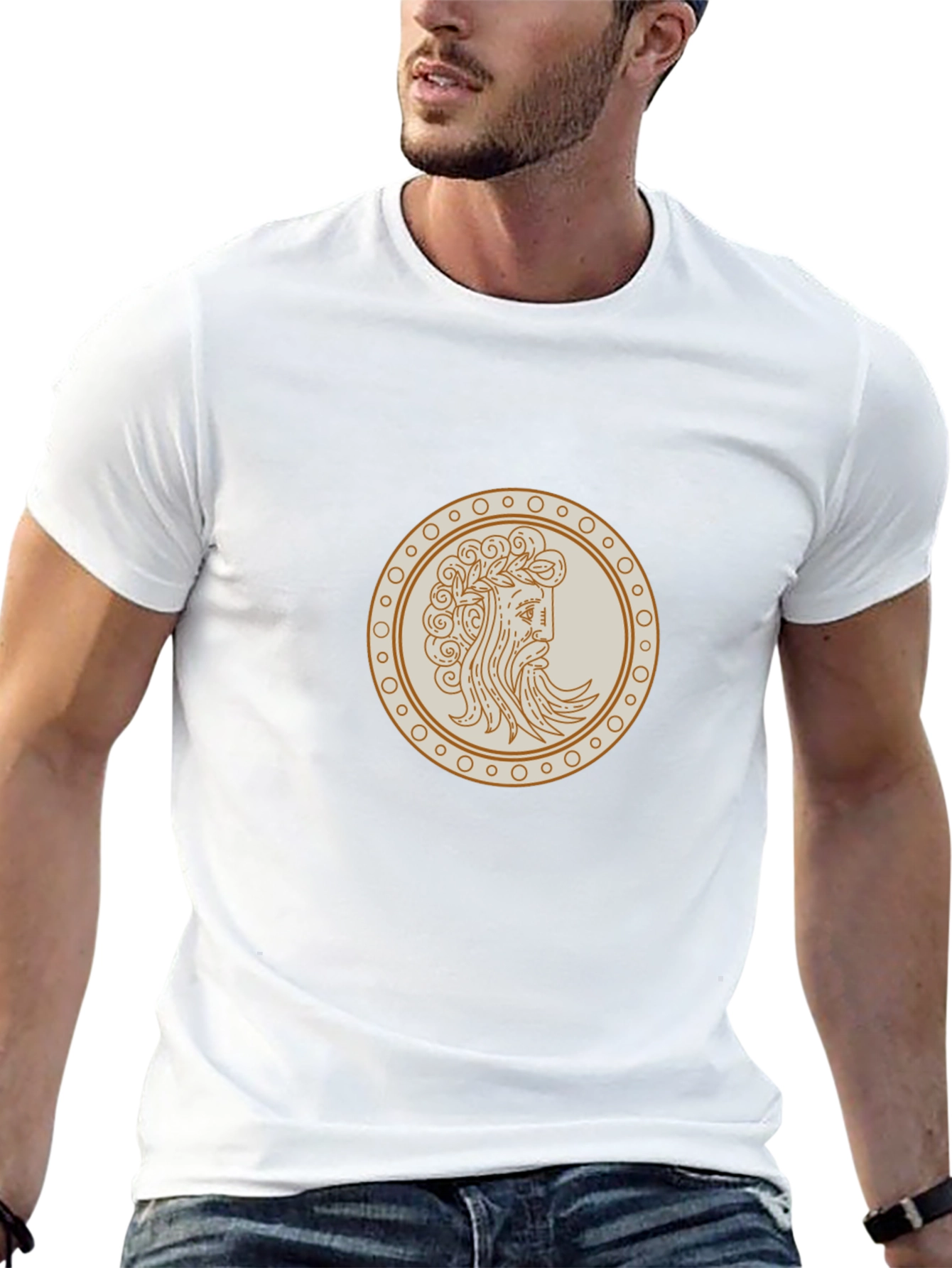 Black Tee with Ancient Greek Coin Graphic