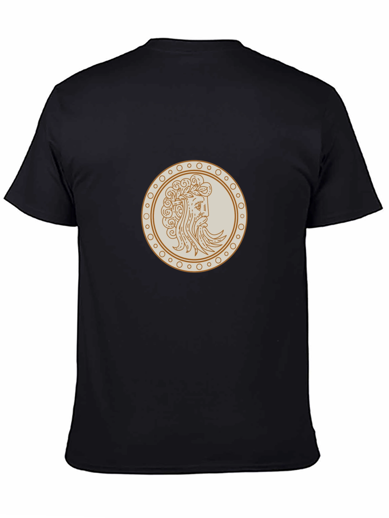 Black Tee with Ancient Greek Coin Graphic