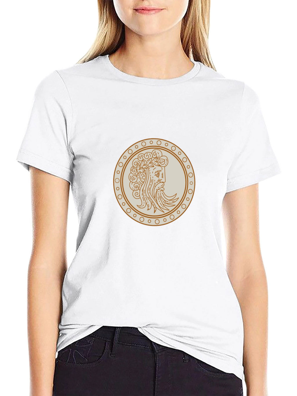 Black Tee with Ancient Greek Coin Graphic