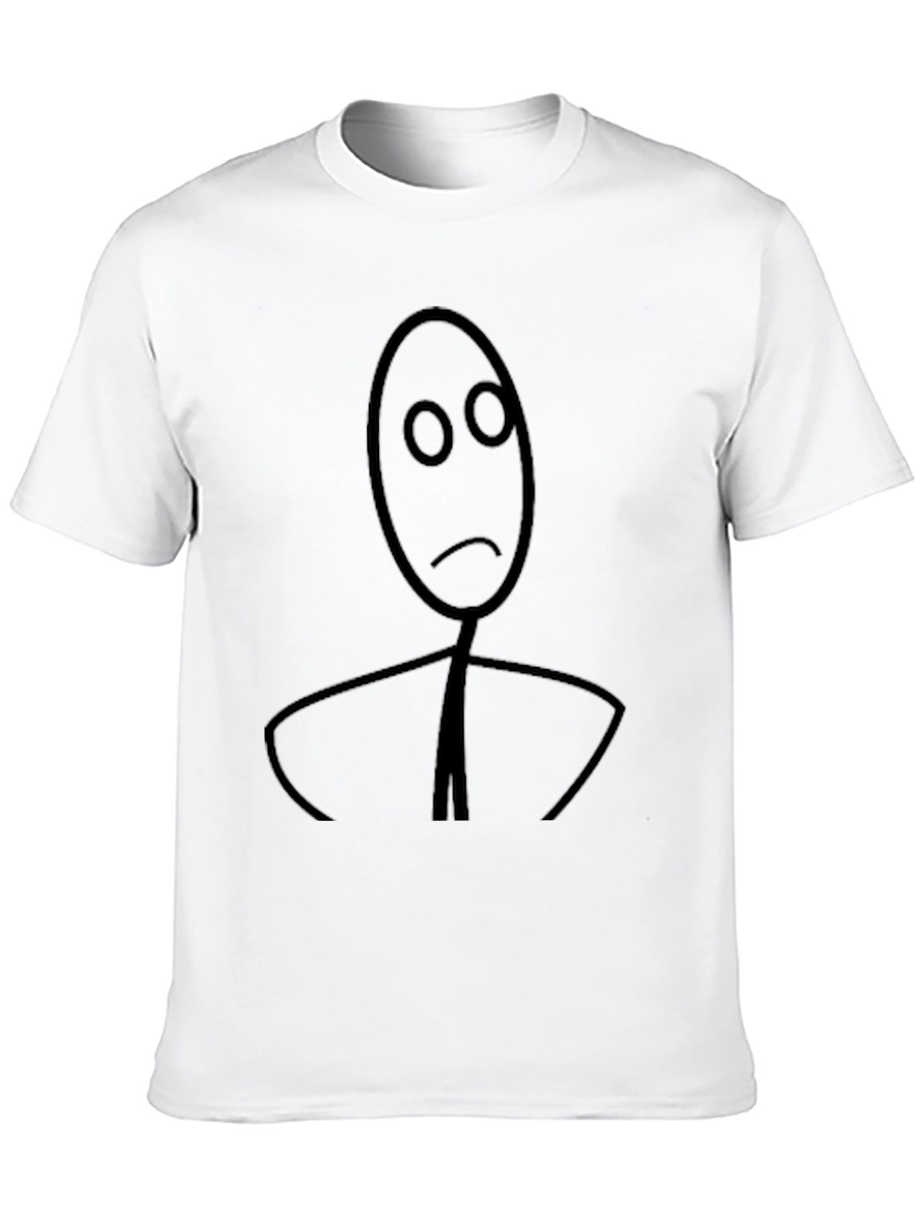 Sad Stick Figure Black Graphic Tee