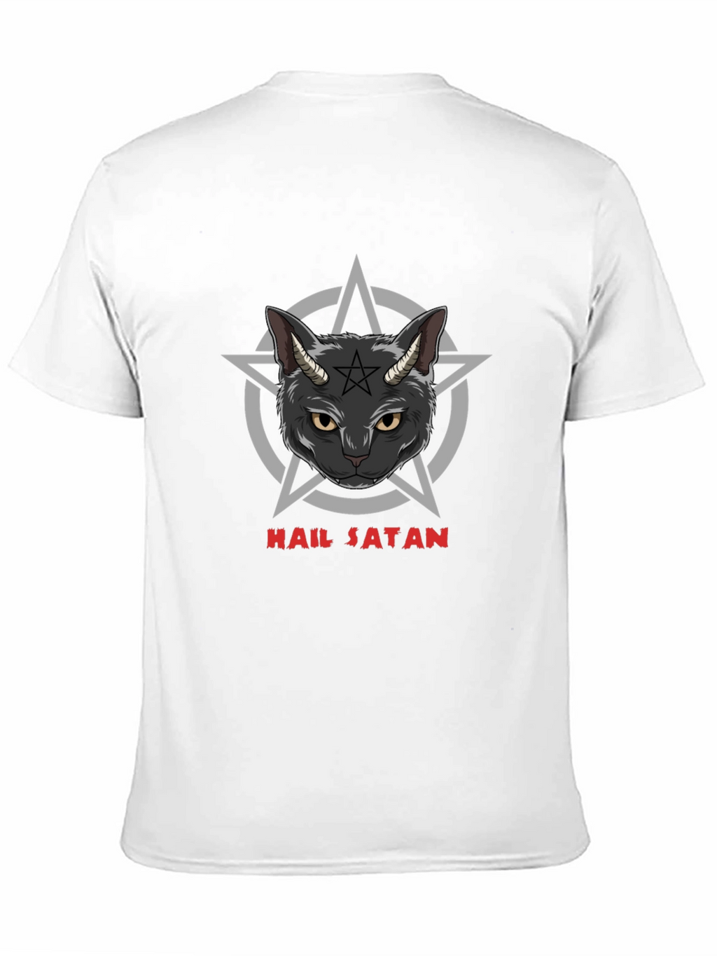 Hail Satan Cat Graphic Black T-Shirt