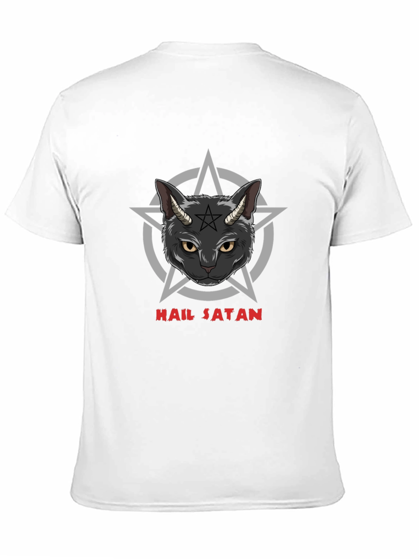Hail Satan Cat Graphic Black T-Shirt