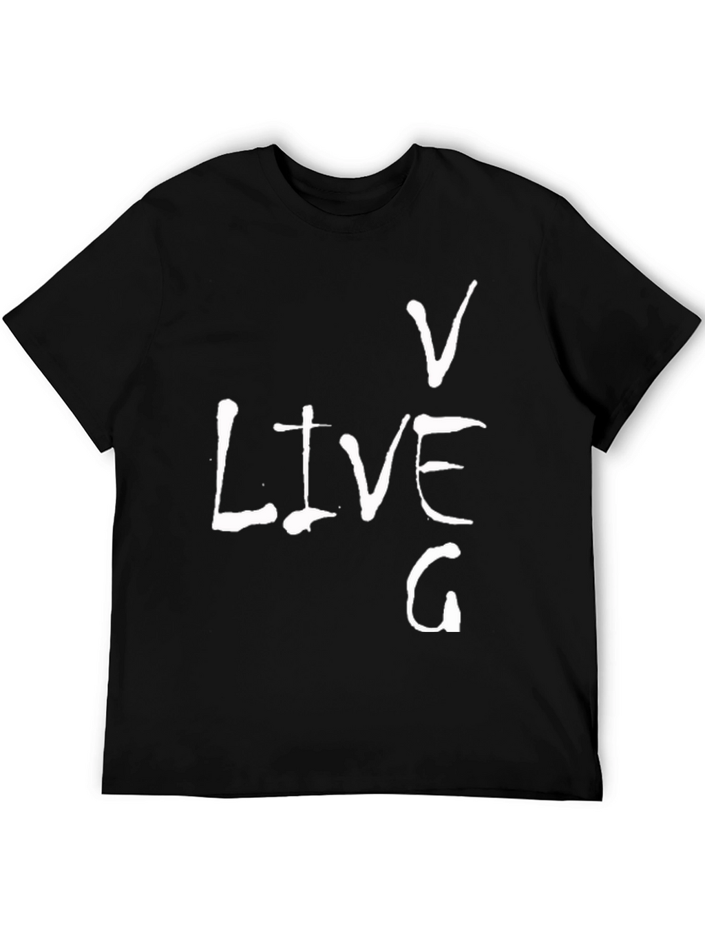 Live V G Mens Black Graphic T-Shirt