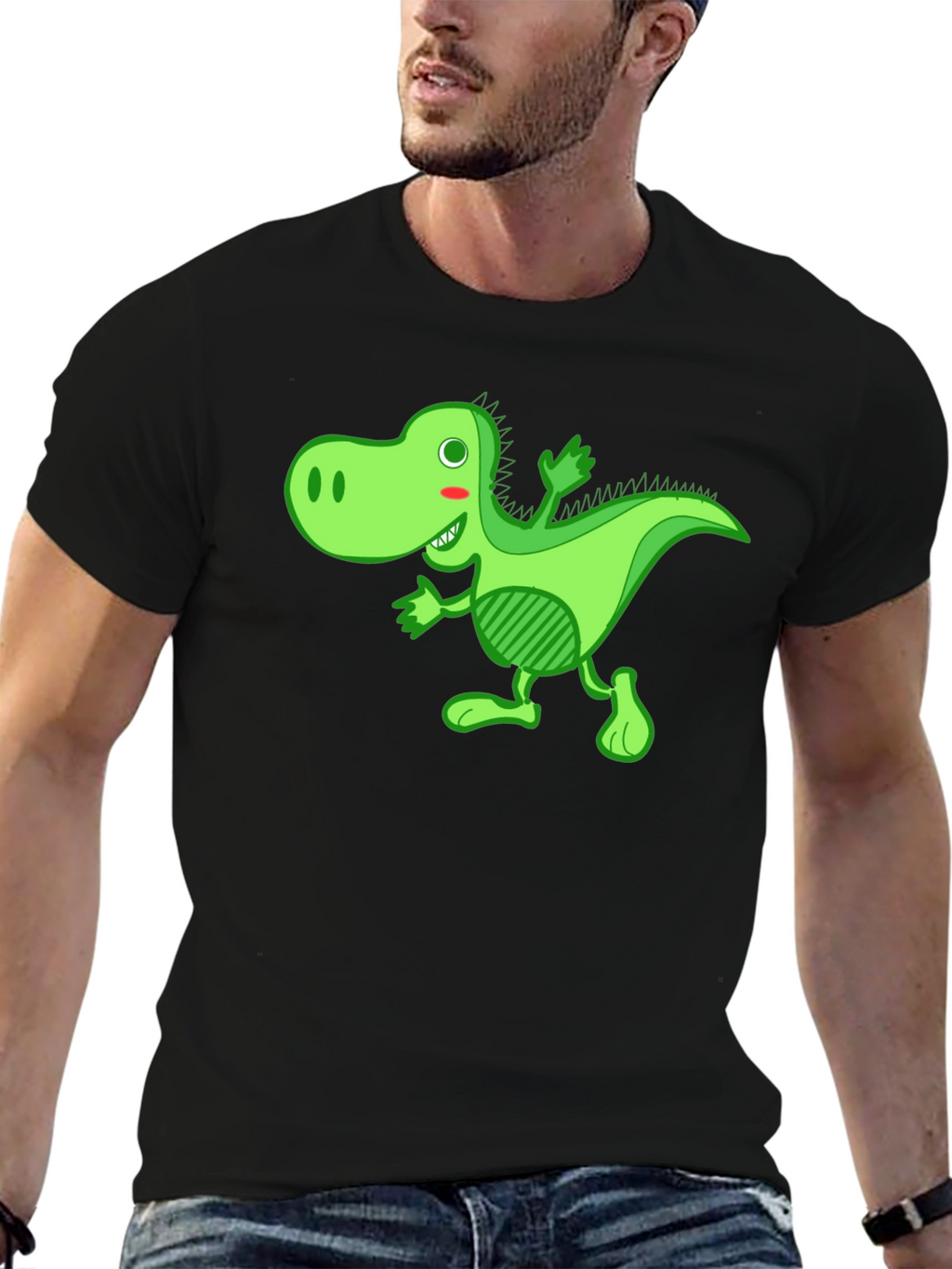 Funny Dinosaur Graphic Black T-Shirt