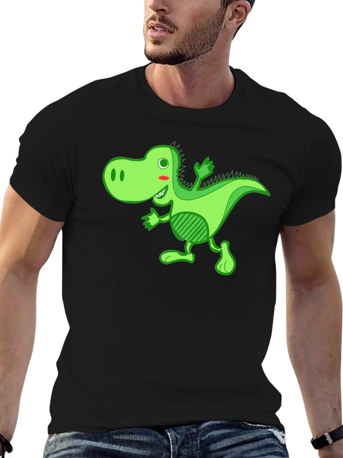 Funny Dinosaur Graphic Black T-Shirt