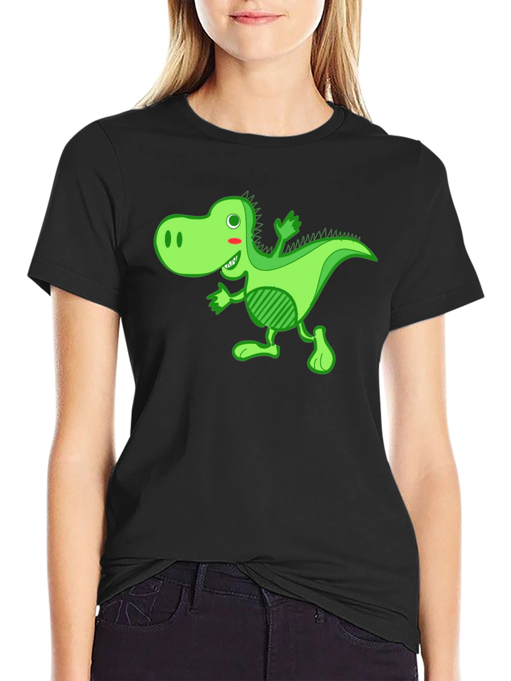Funny Dinosaur Graphic Black T-Shirt