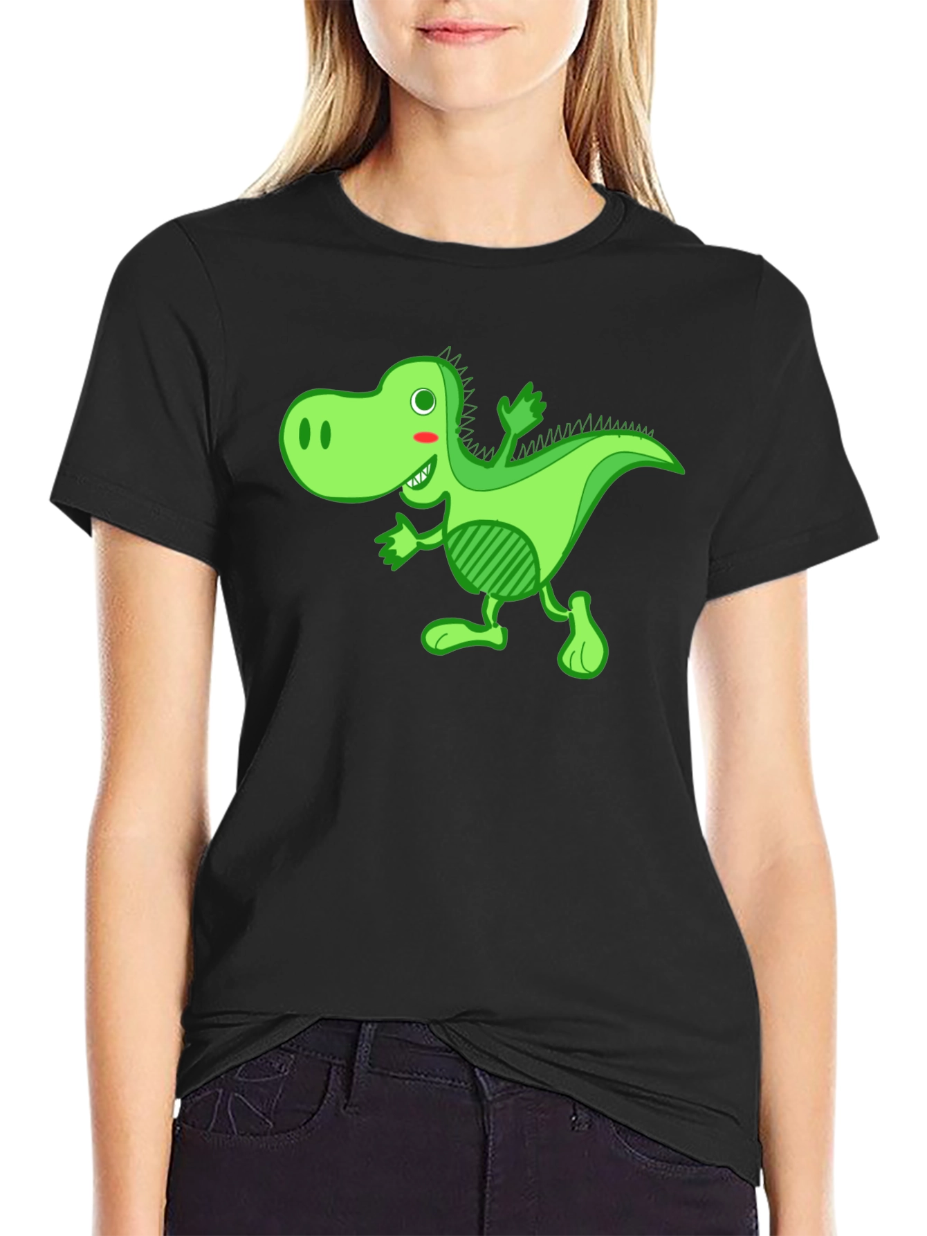 Funny Dinosaur Graphic Black T-Shirt