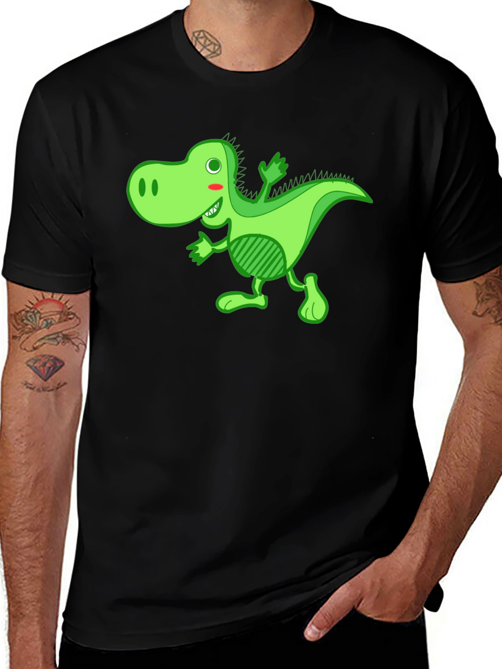 Funny Dinosaur Graphic Black T-Shirt