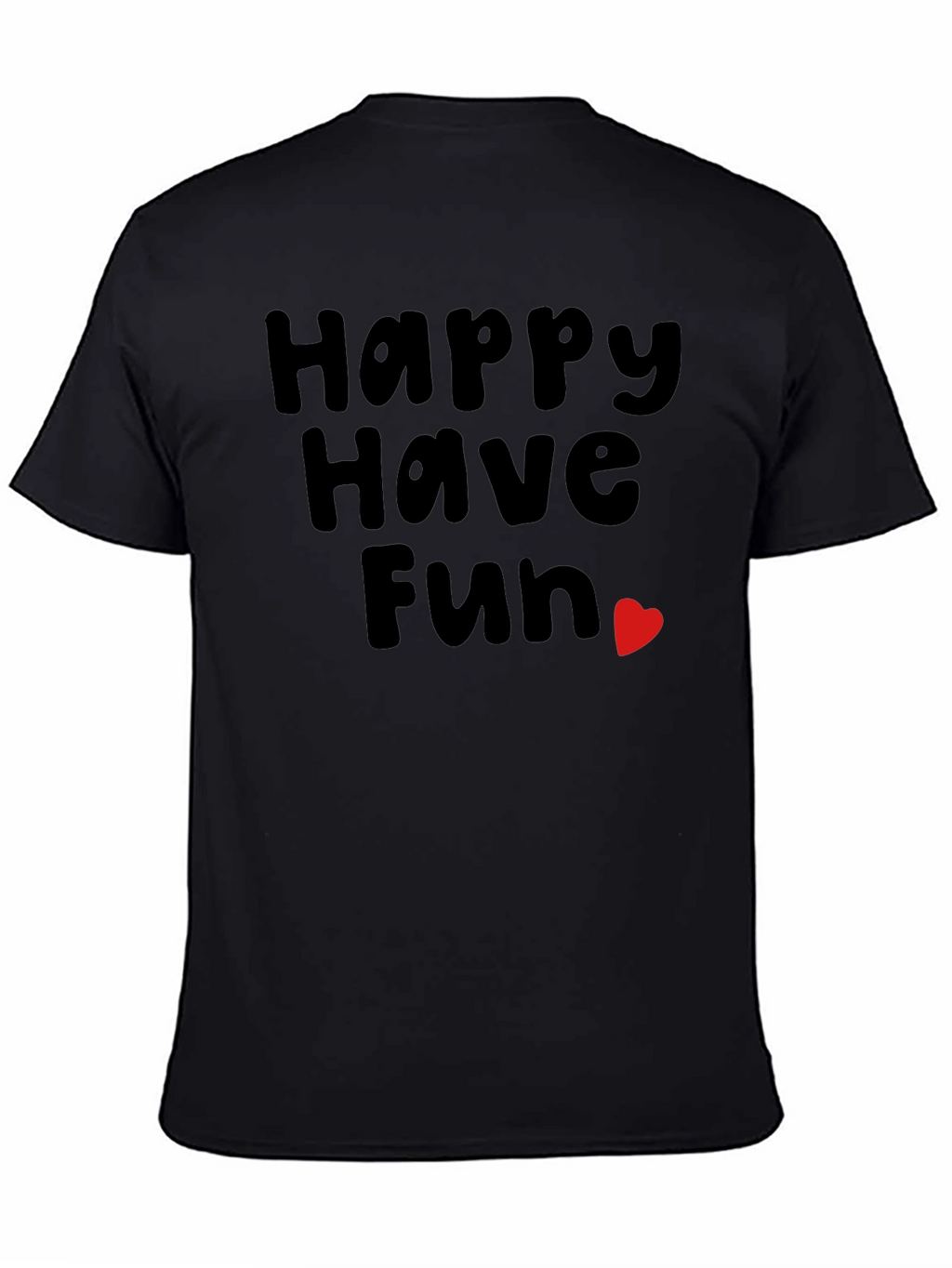Happy Have Fun Heart Graphic Tee - Black