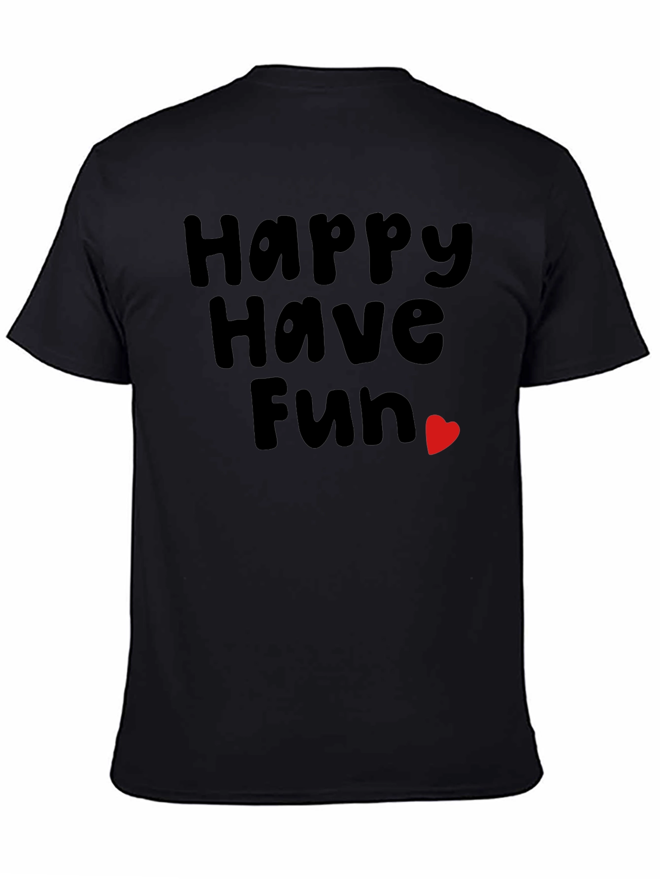 Happy Have Fun Heart Graphic Tee - Black