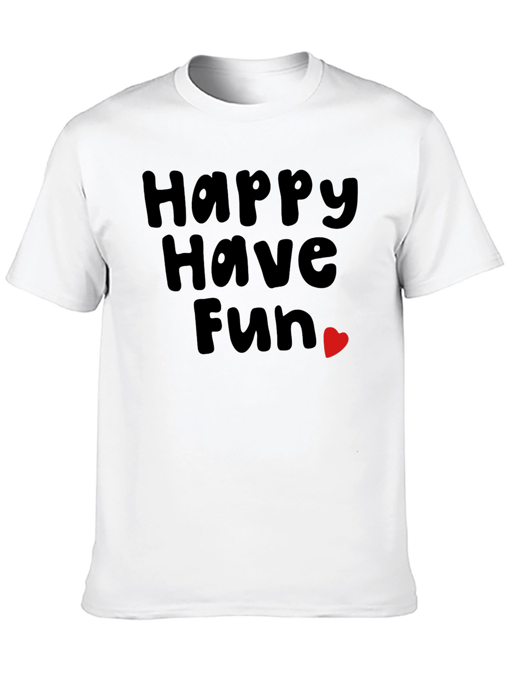 Happy Have Fun Heart Graphic Tee - Black