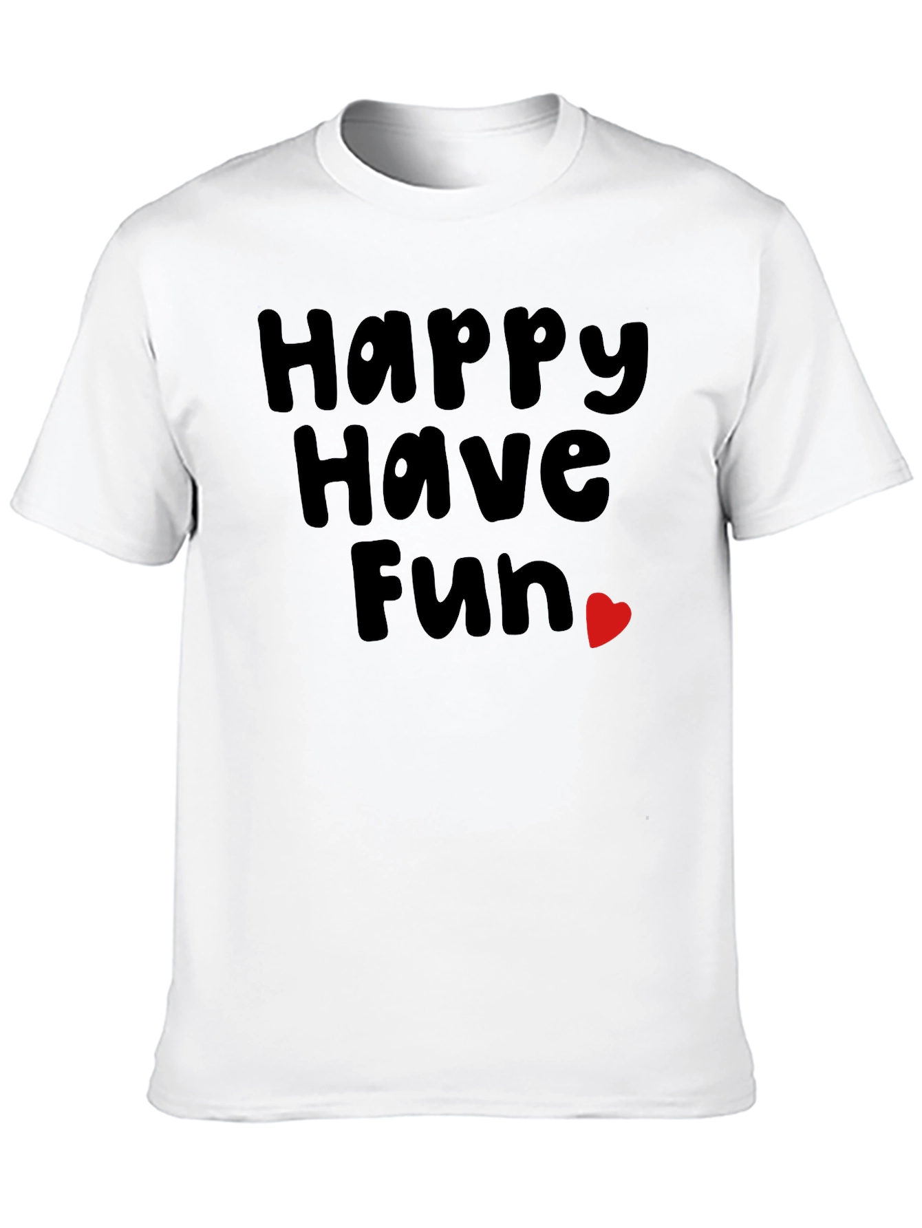 Happy Have Fun Heart Graphic Tee - Black