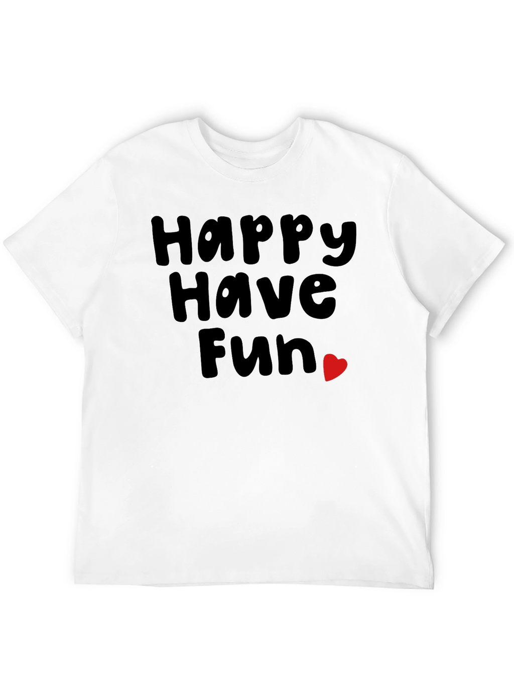 Happy Have Fun Heart Graphic Tee - Black
