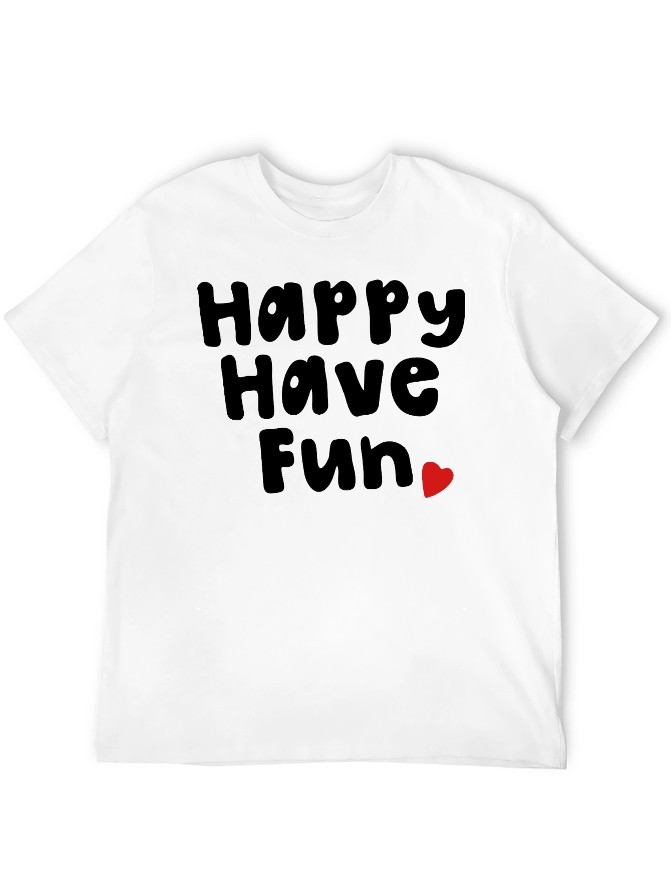 Happy Have Fun Heart Graphic Tee - Black