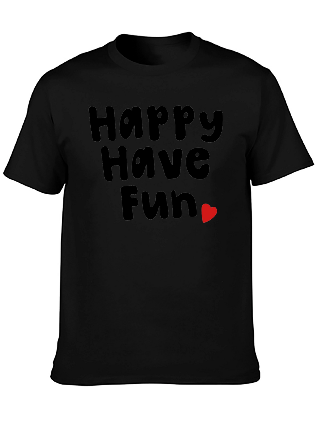Happy Have Fun Heart Graphic Tee - Black