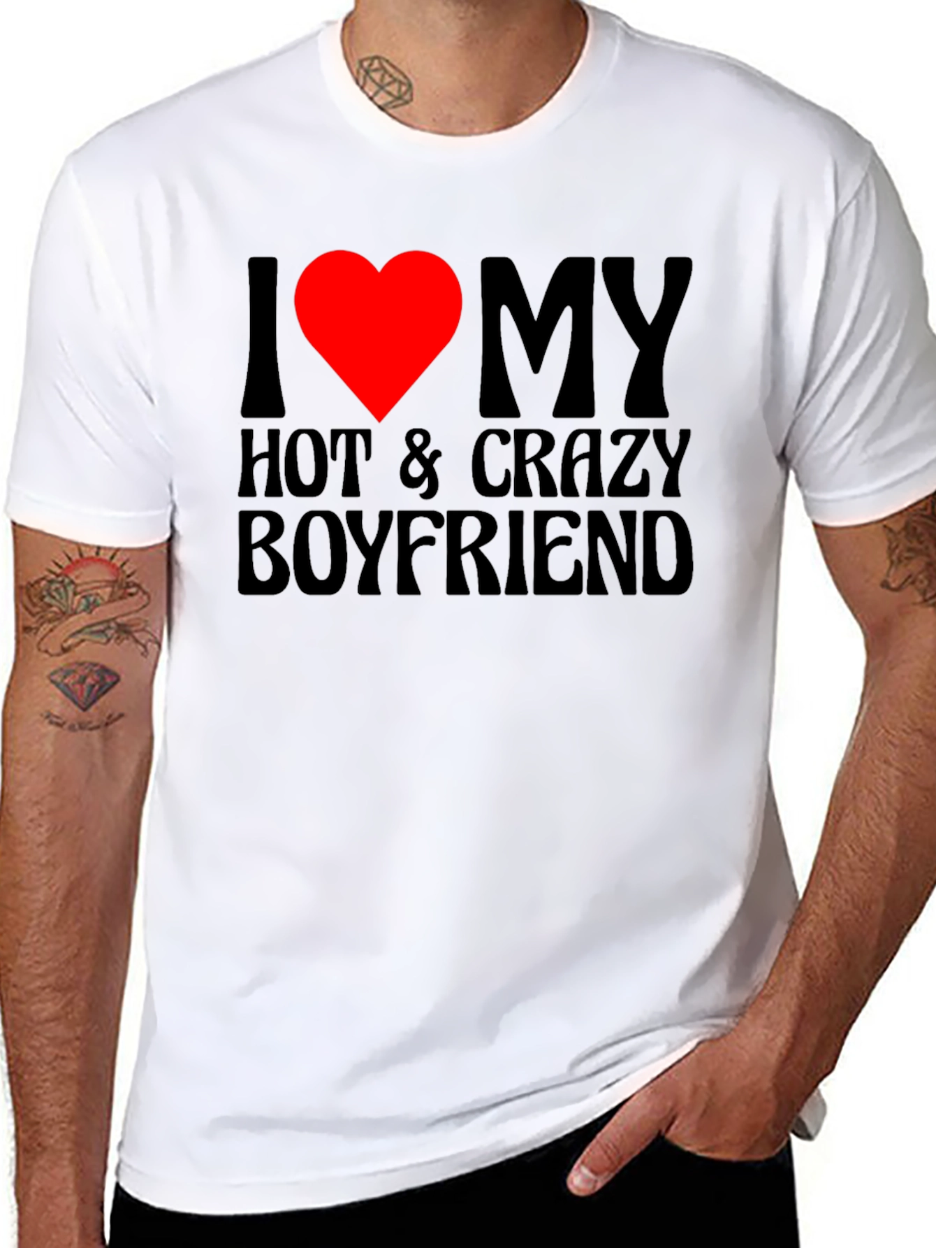 I Heart My Hot & Crazy Boyfriend T-Shirt