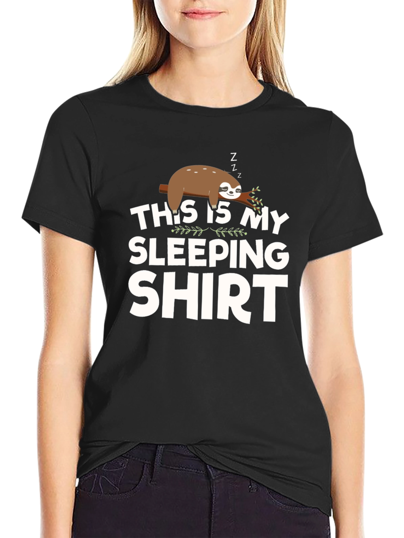 Sloth Sleeping Shirt - Mens Black Graphic Tee