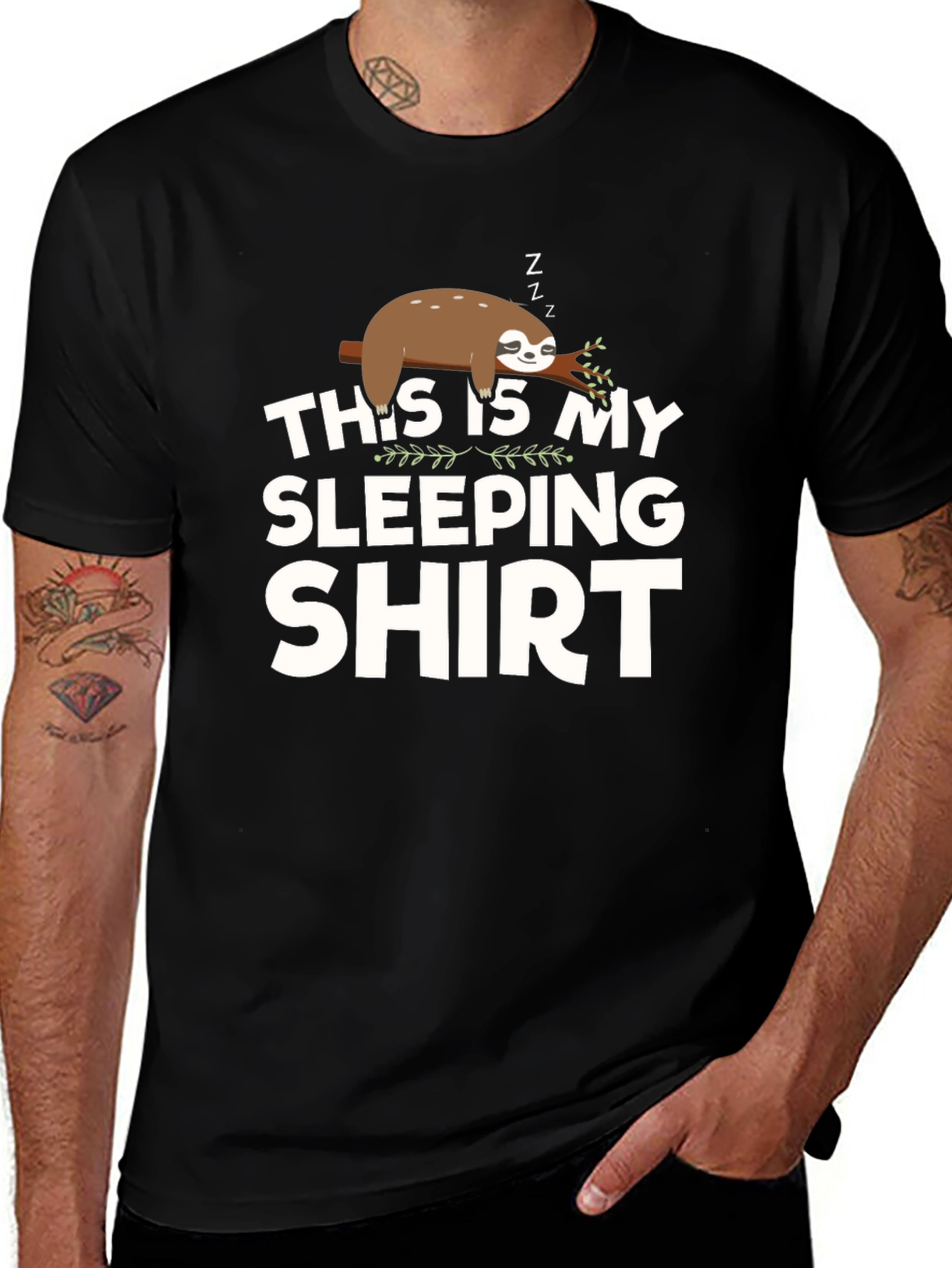 Sloth Sleeping Shirt - Mens Black Graphic Tee
