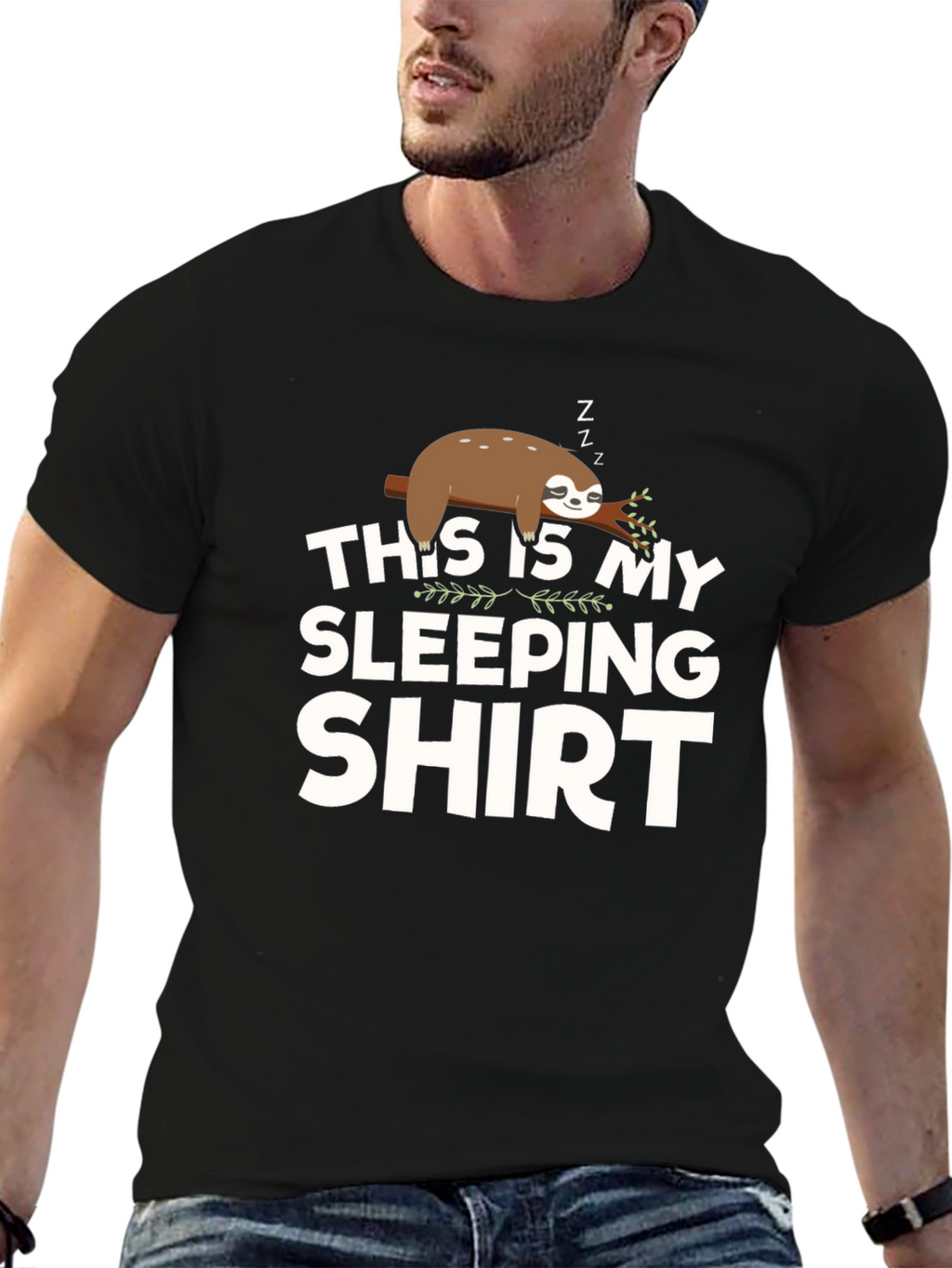 Sloth Sleeping Shirt - Mens Black Graphic Tee