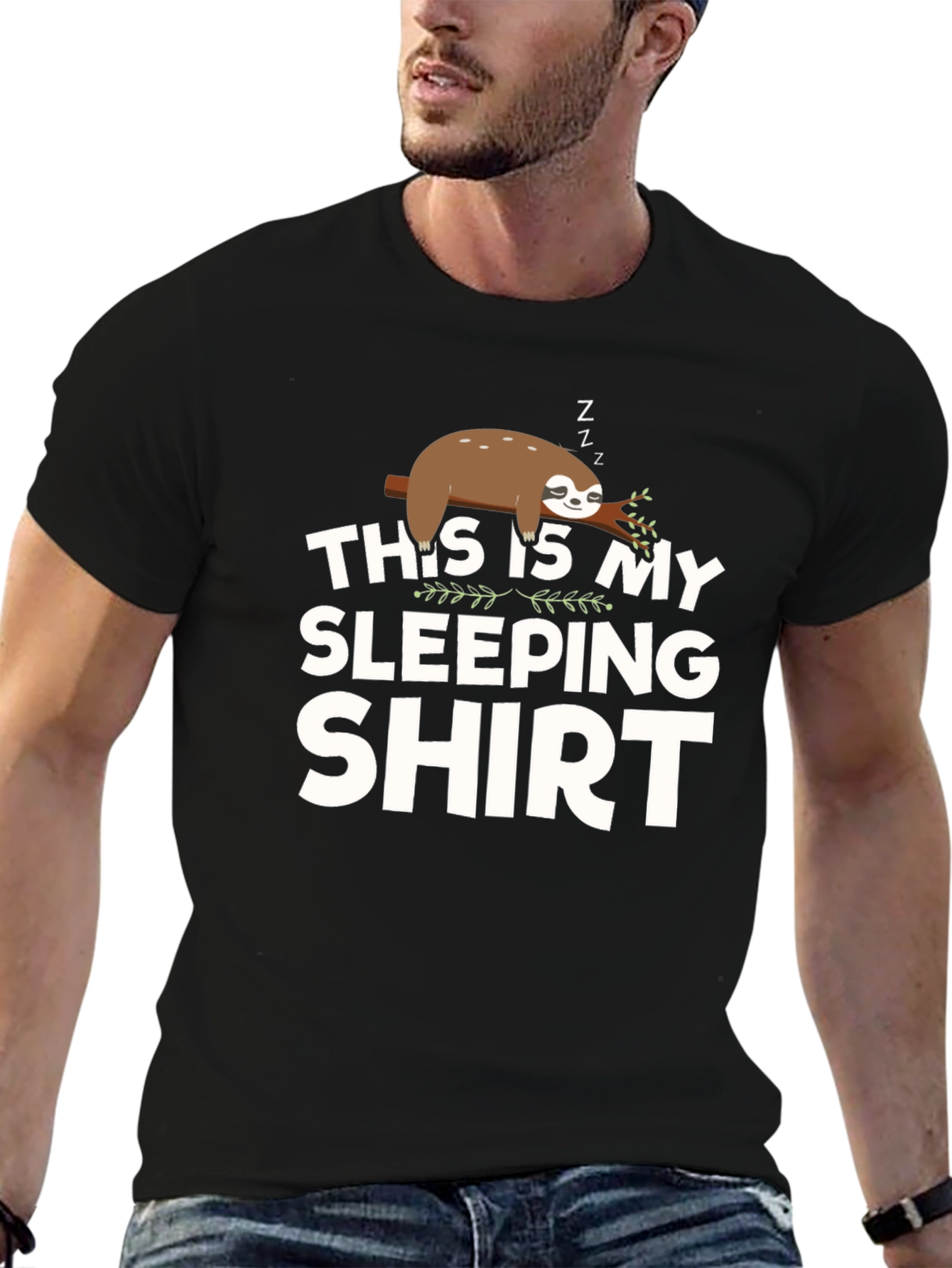 Sloth Sleeping Shirt - Mens Black Graphic Tee