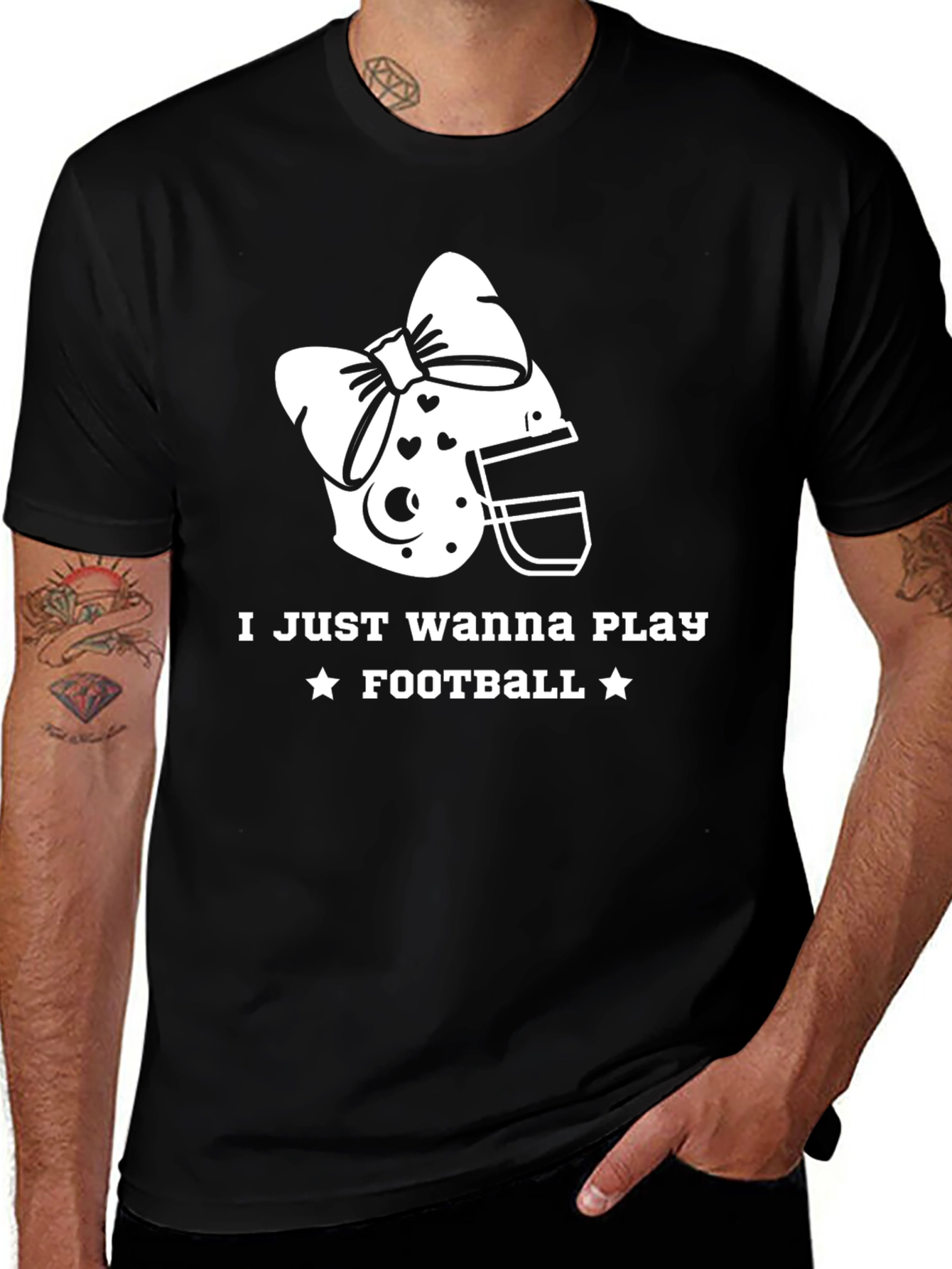 Girl Football Player Tee - I Just Wanna Play Football