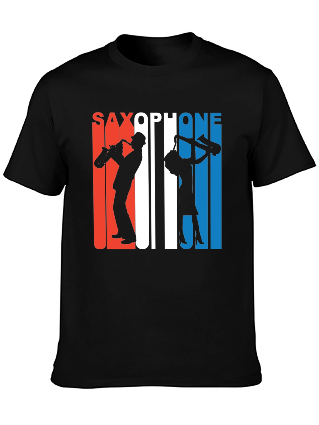 Saxophone Silhouette Graphic Tee - Retro Style