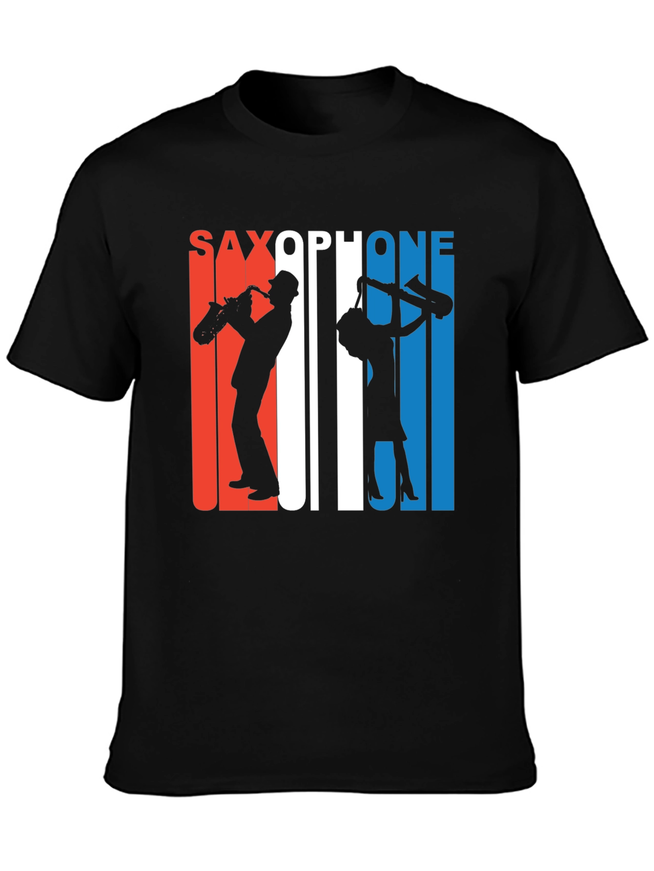 Saxophone Silhouette Graphic Tee - Retro Style