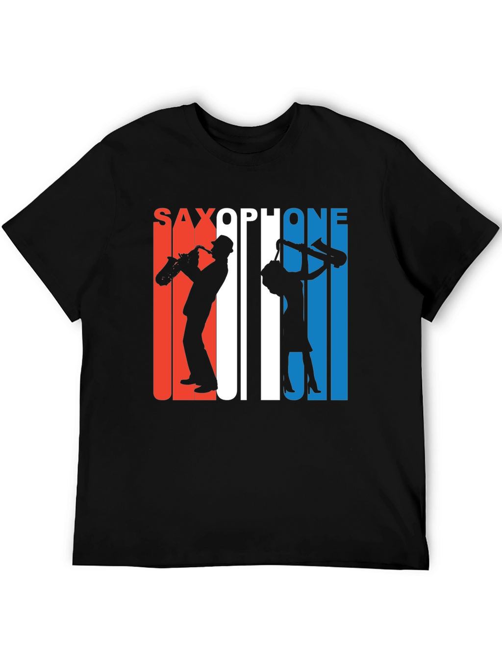 Saxophone Silhouette Graphic Tee - Retro Style