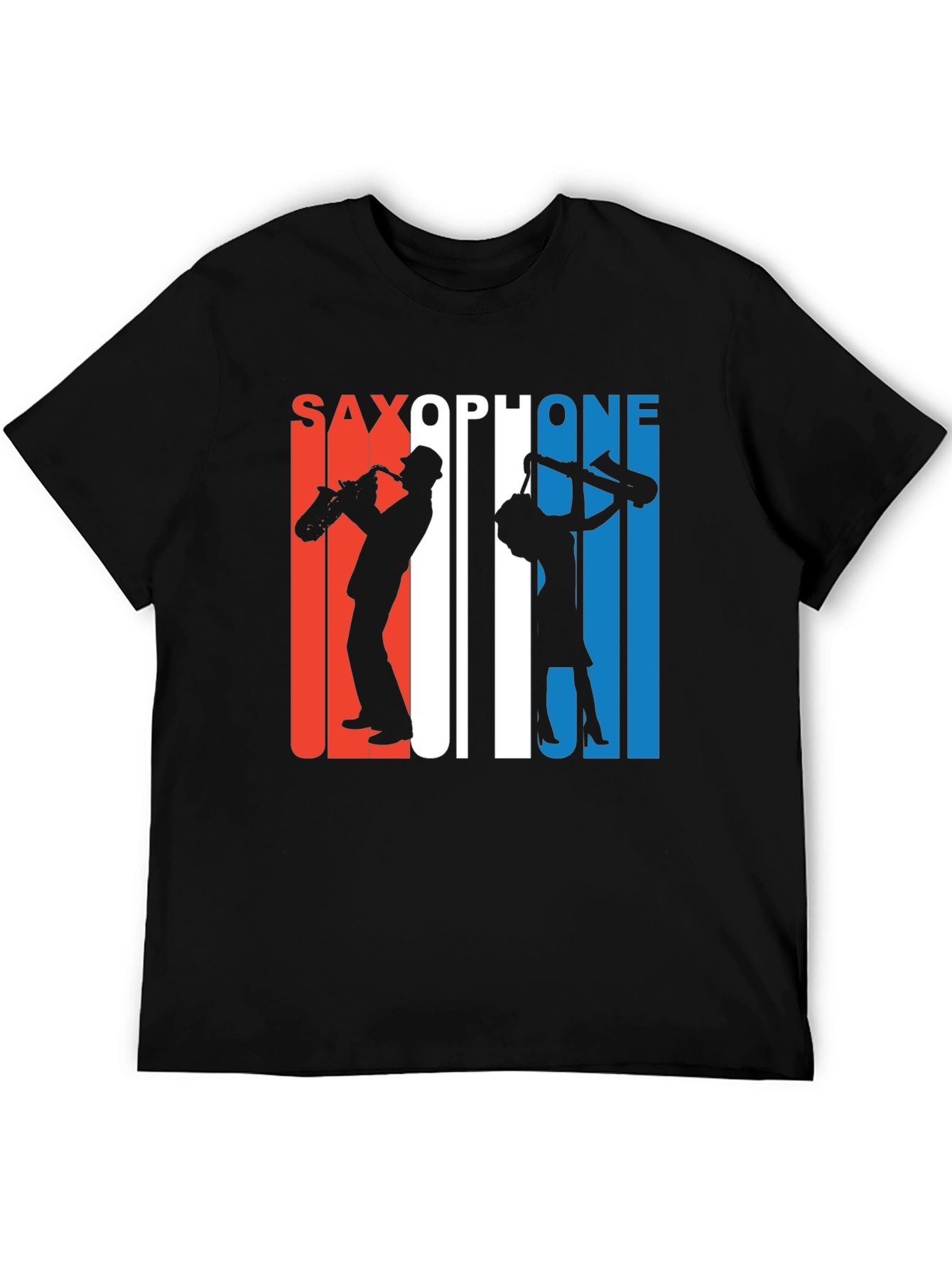 Saxophone Silhouette Graphic Tee - Retro Style