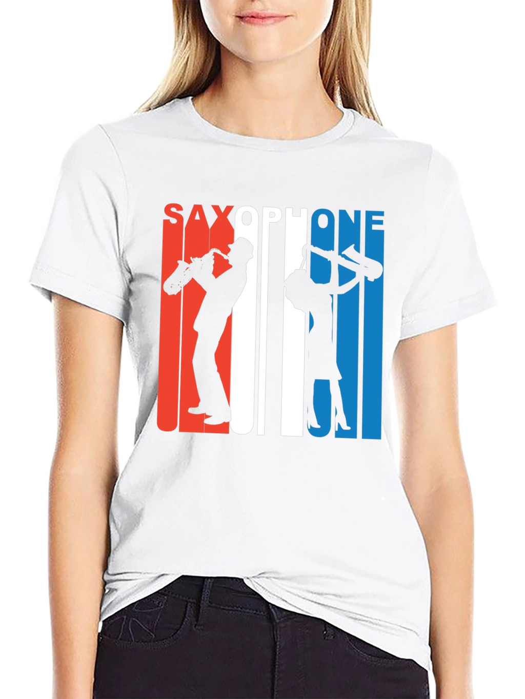 Saxophone Silhouette Graphic Tee - Retro Style