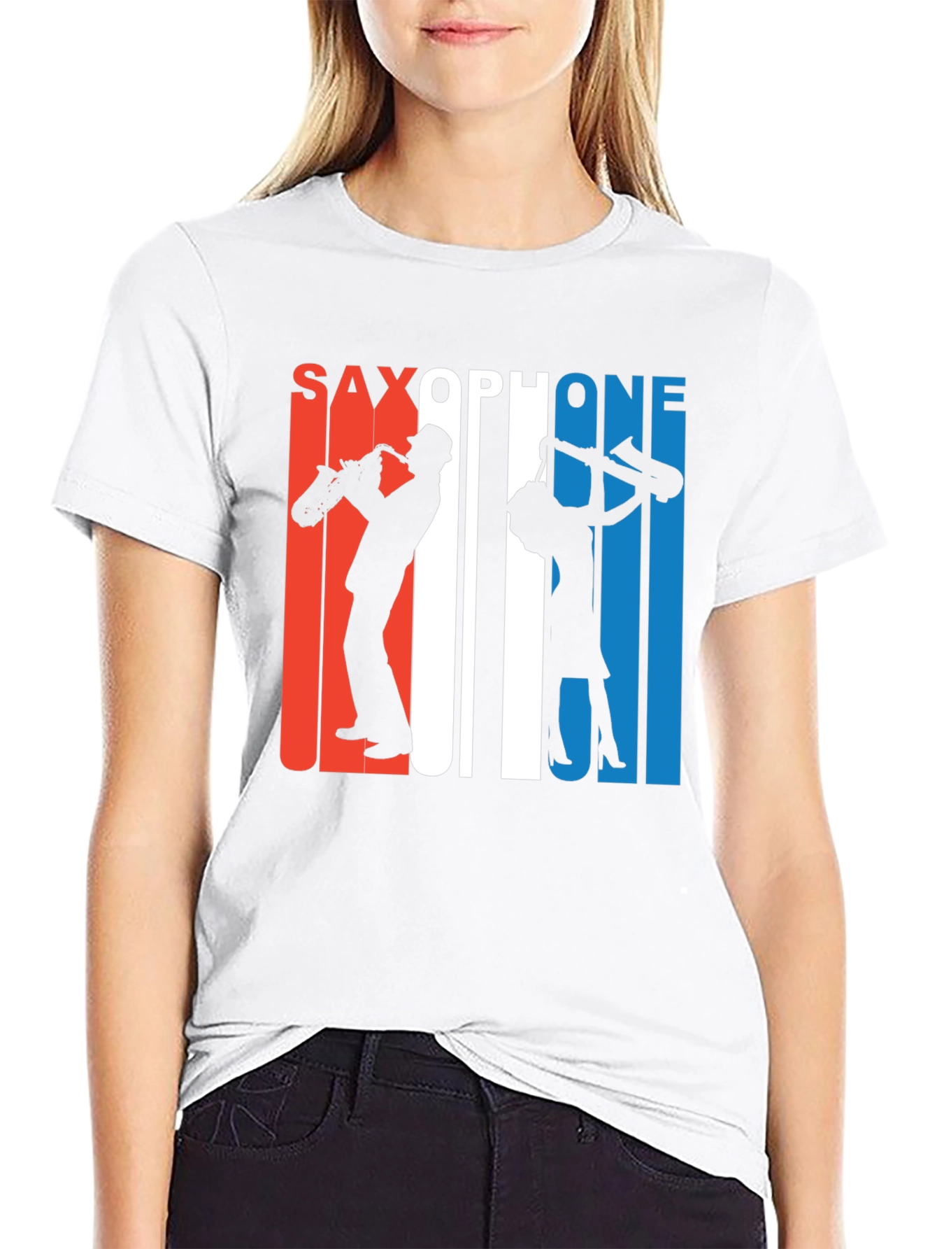 Saxophone Silhouette Graphic Tee - Retro Style