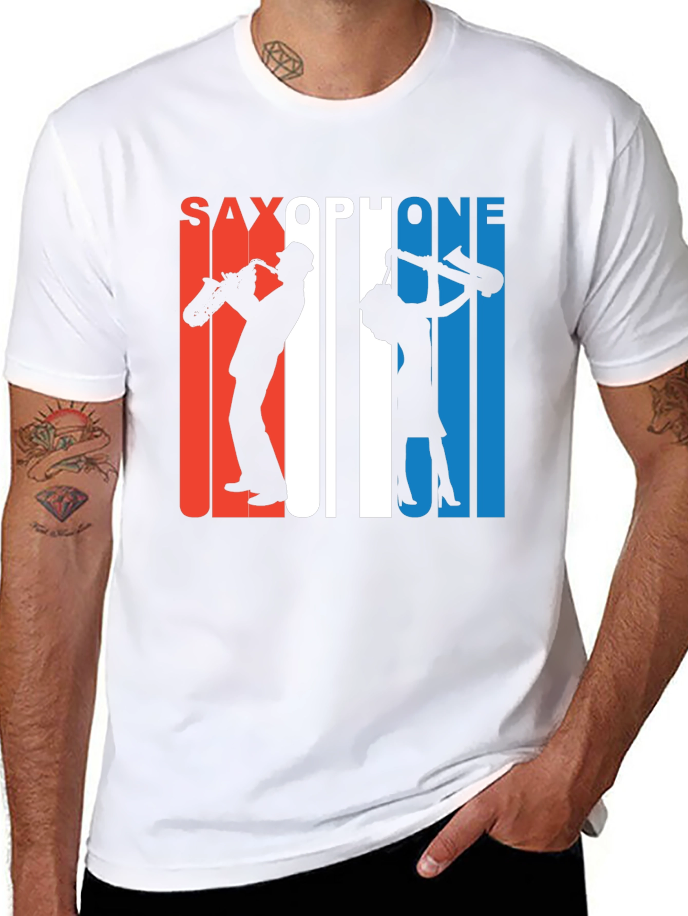 Saxophone Silhouette Graphic Tee - Retro Style