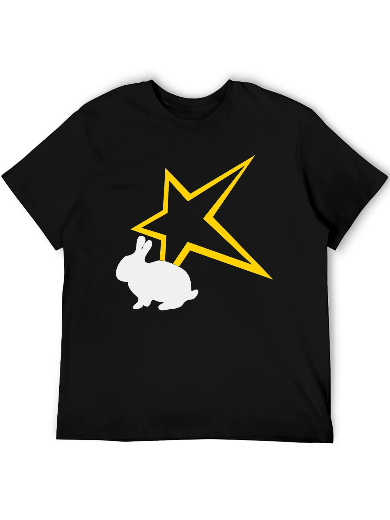 Star Bunny Graphic Tee - Black Cotton Comfort